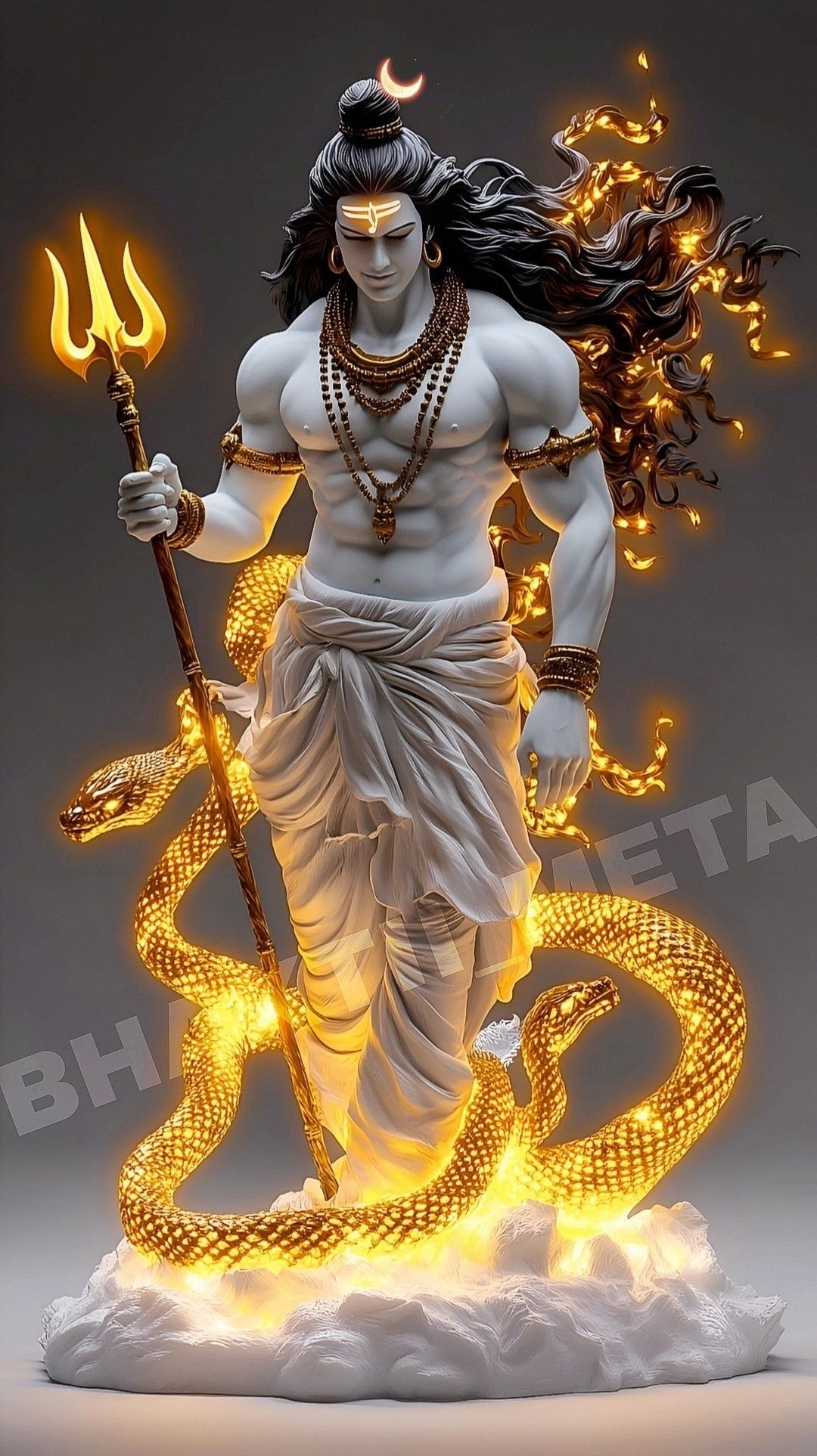Lord Shiva with Trishul and serpent