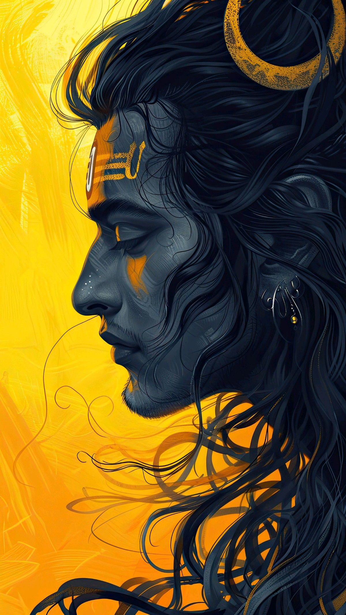 Shiva portrait with golden light