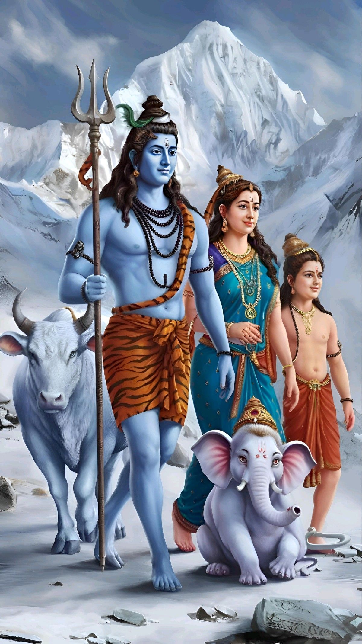 Shiva with Parvati, Ganesha, and Kartikeya