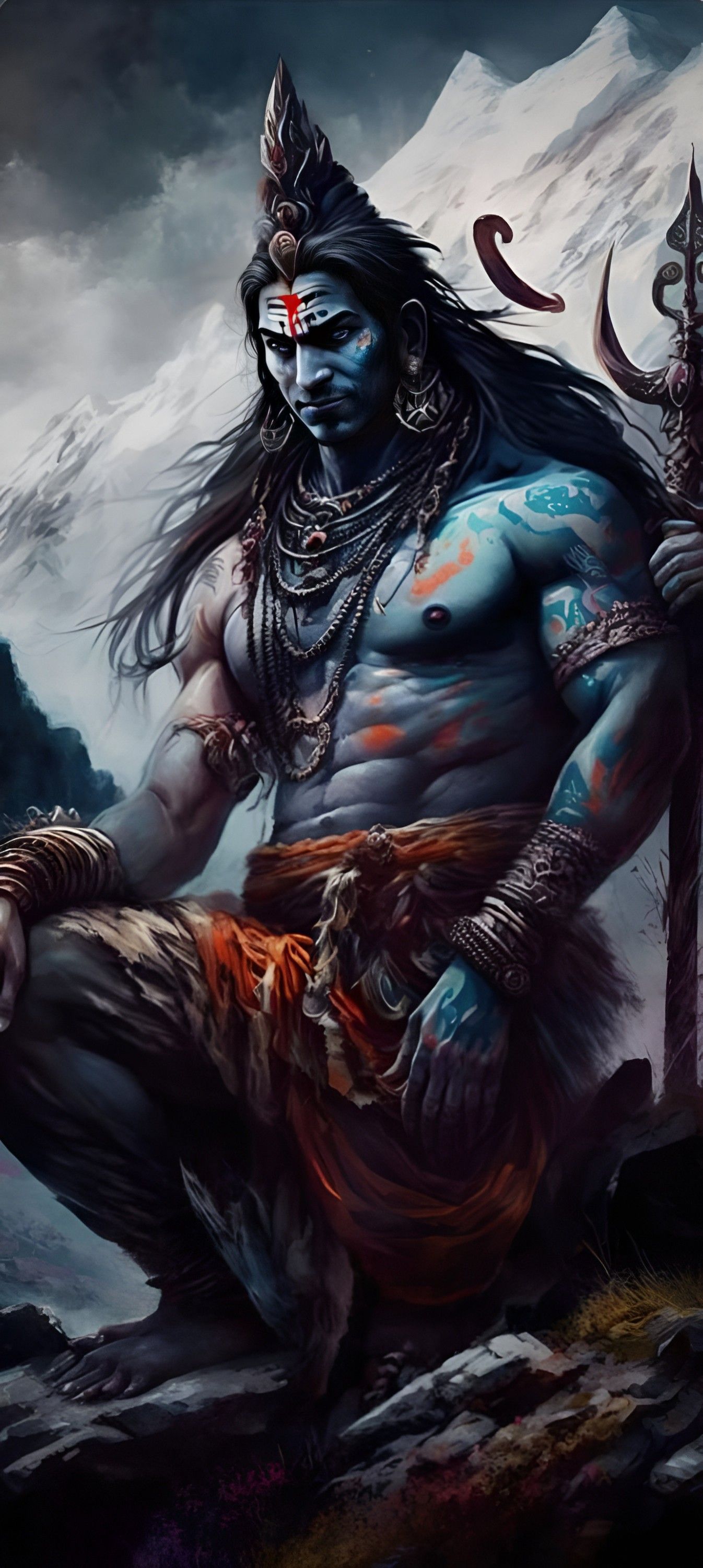 Lord Shiva meditating in the Himalayas