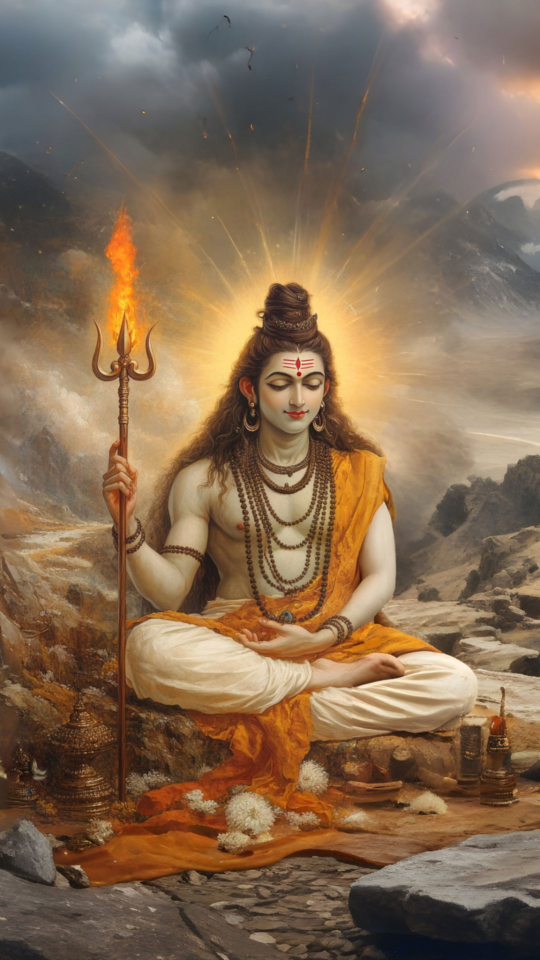Meditating Shiva amidst Himalayan peaks