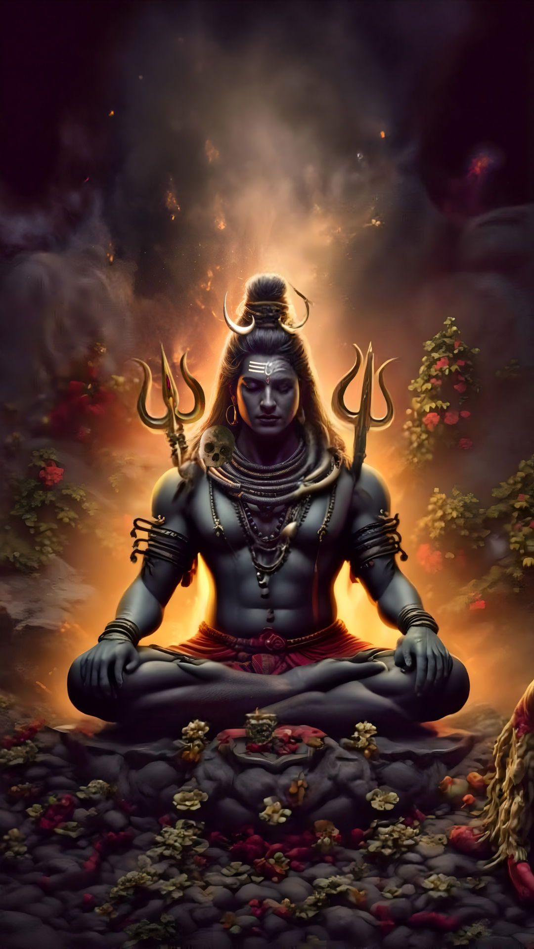 Meditating Lord Shiva in the mountains
