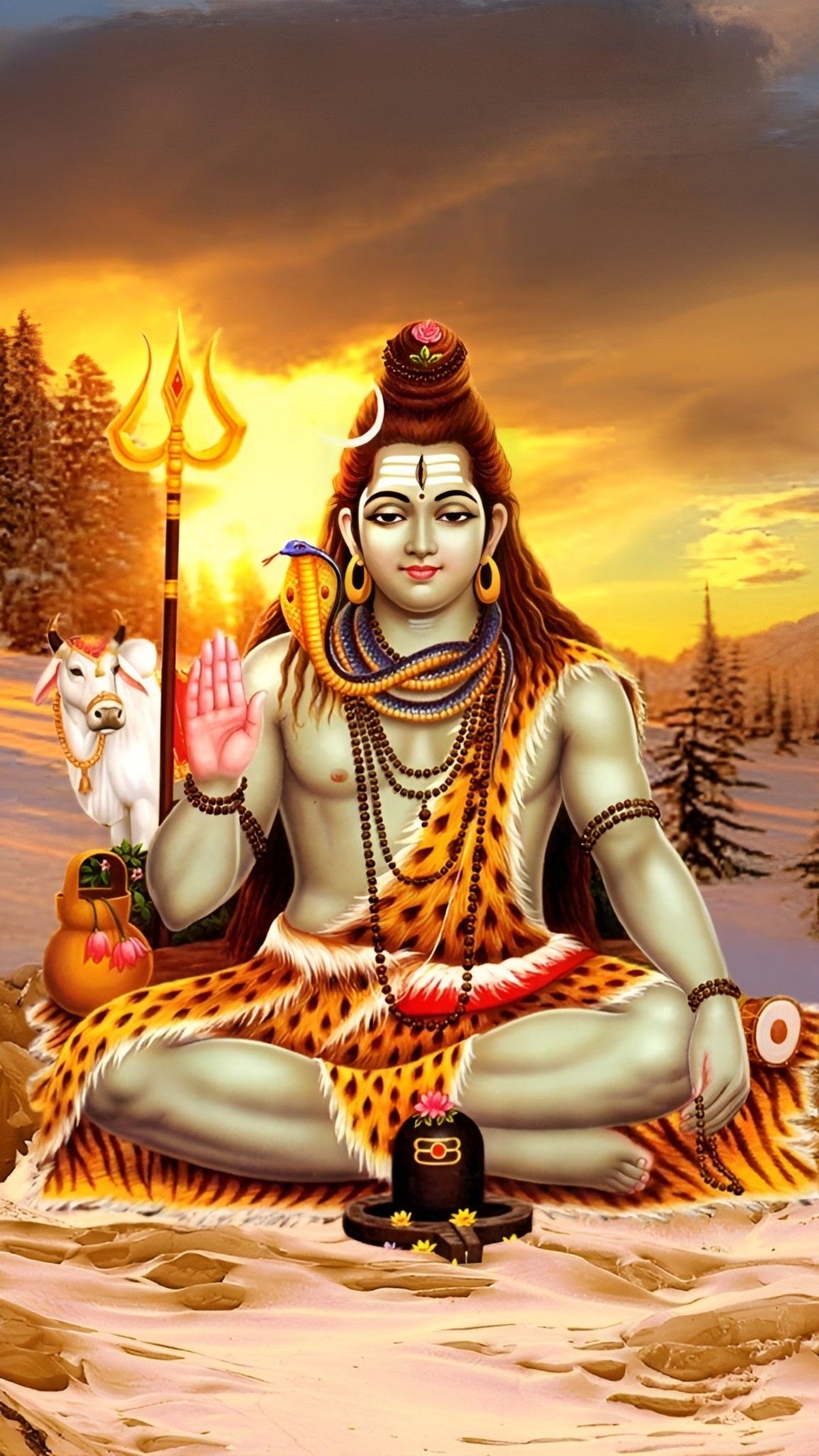 Lord Shiva meditating in the Himalayas