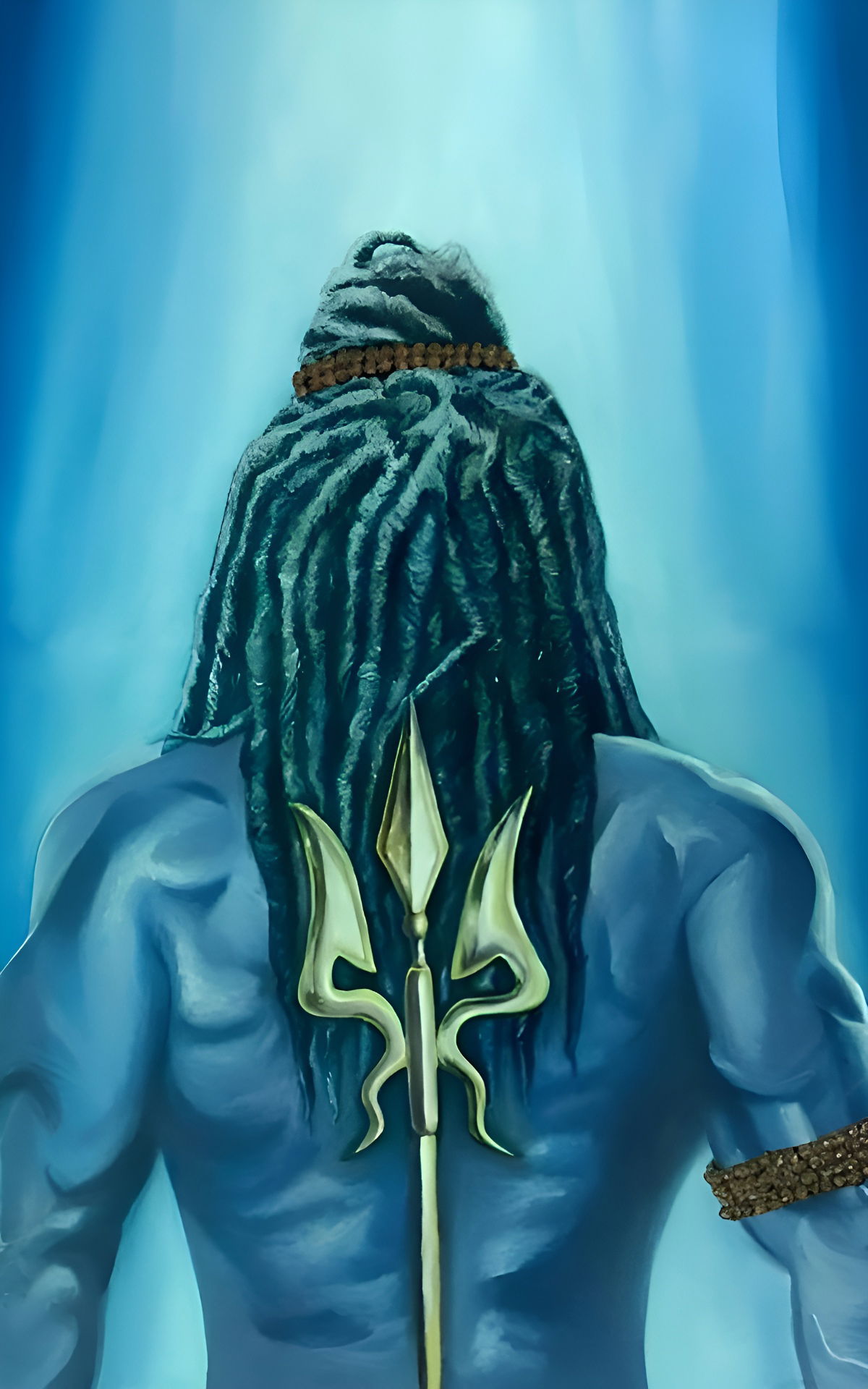 Shiva\'s back with Trishul, divine art.