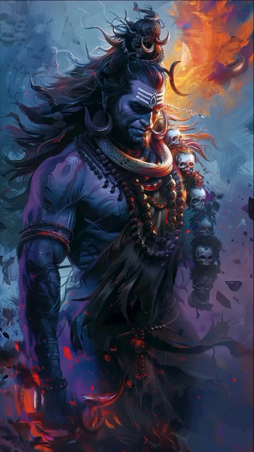 Fierce Shiva with trident and serpent