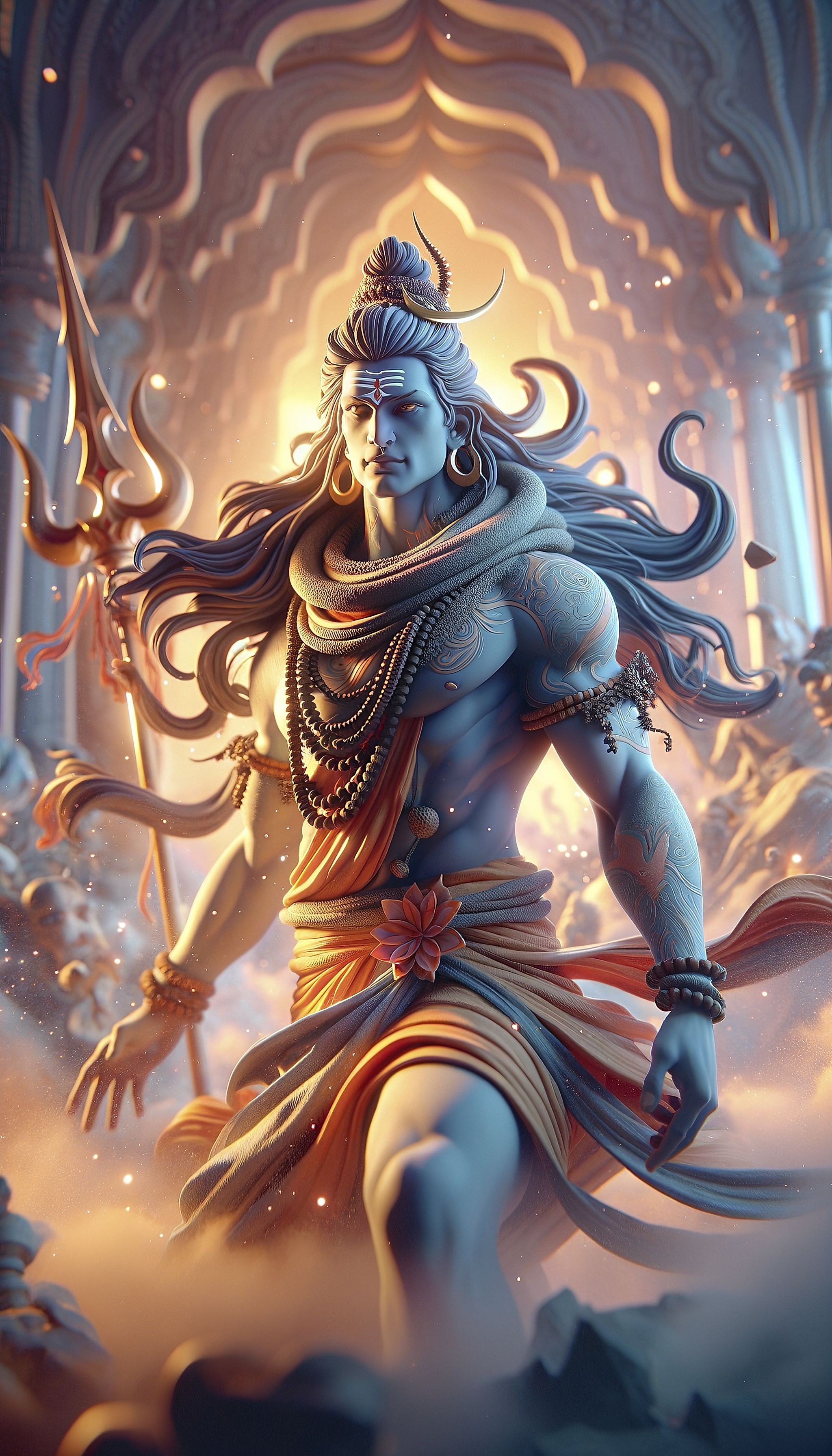 Fierce Shiva with Trishul and Serpent