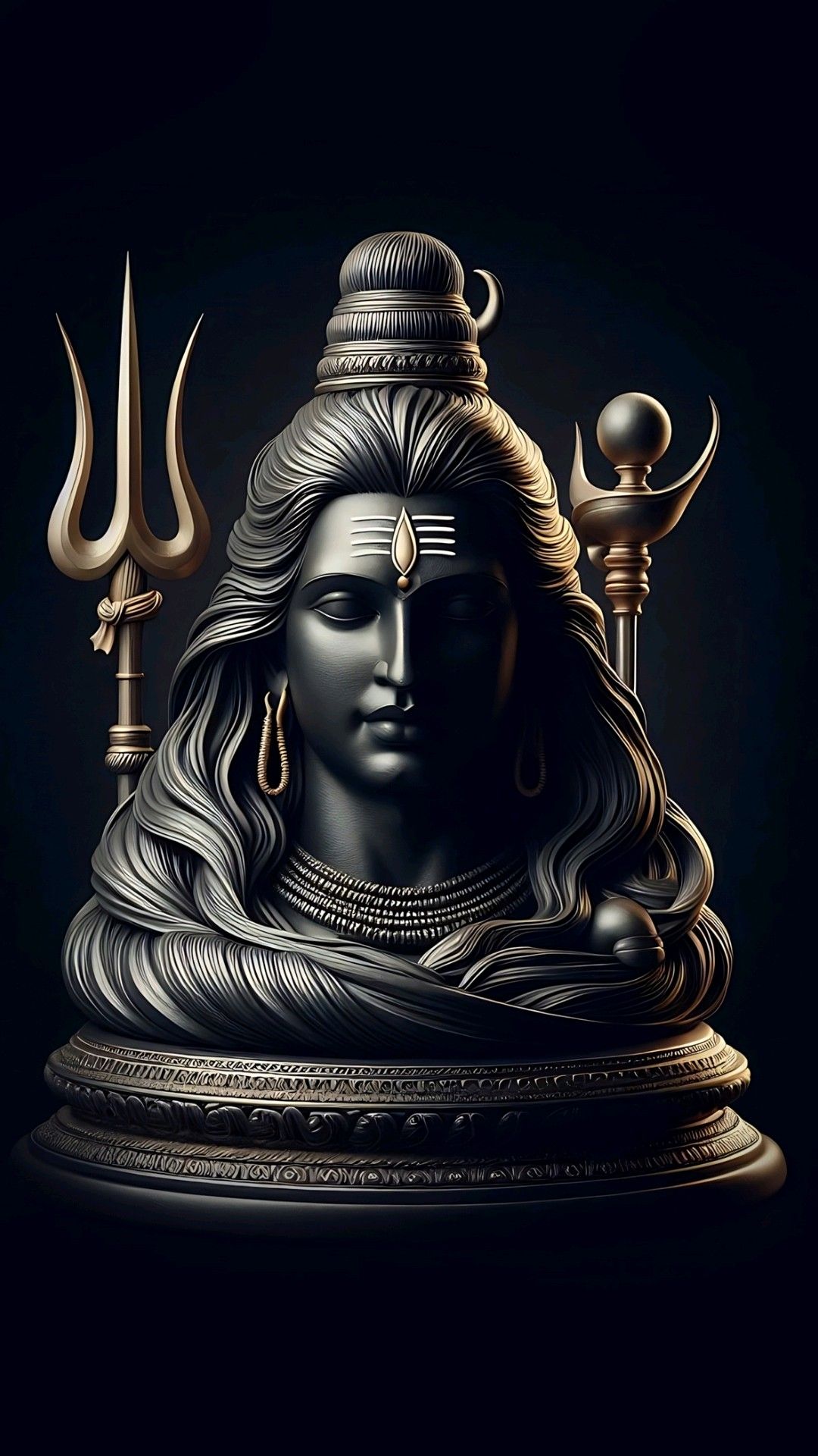 Shiva\'s serene face with Trishul