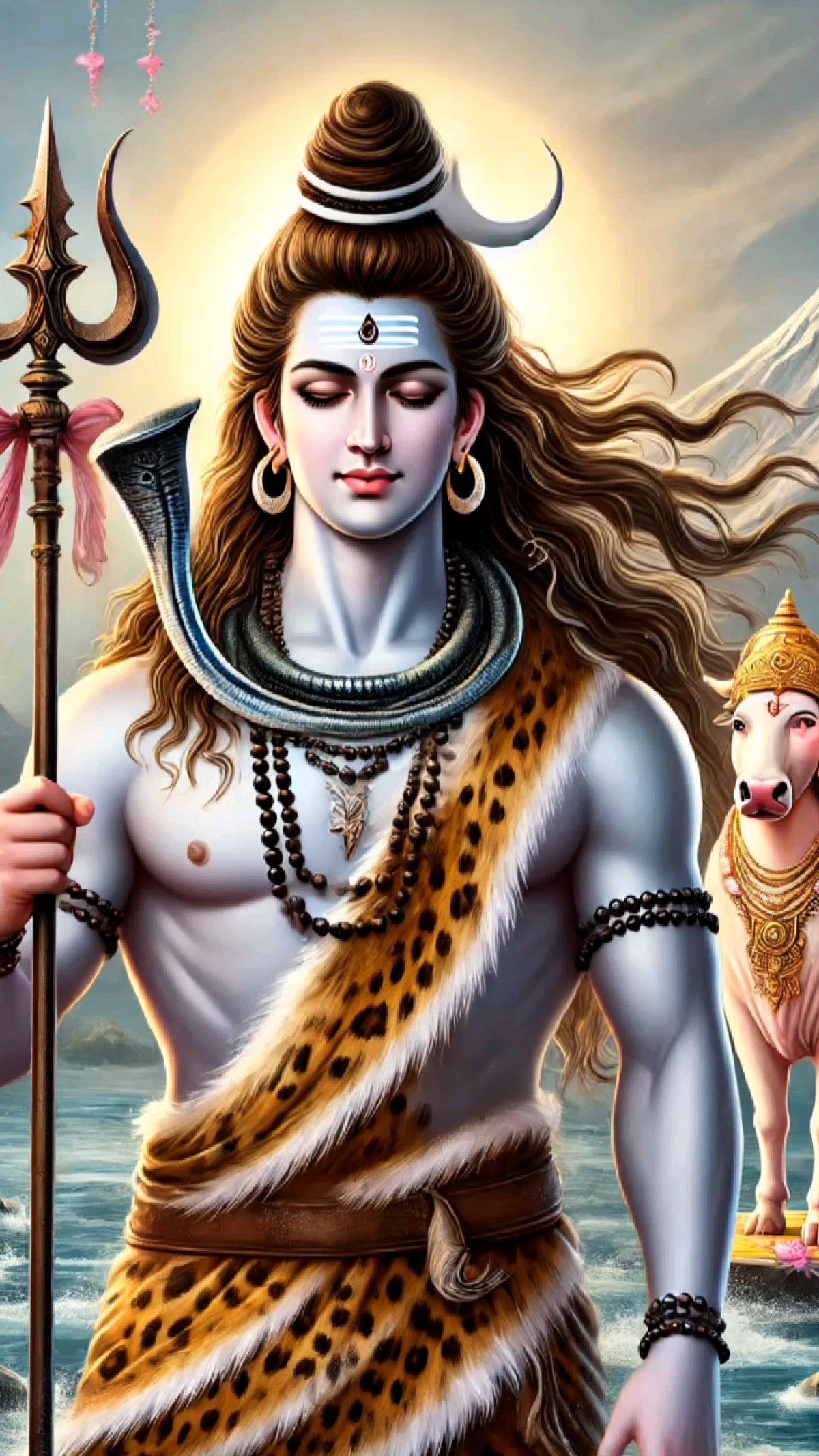 Lord Shiva with trident and Nandi