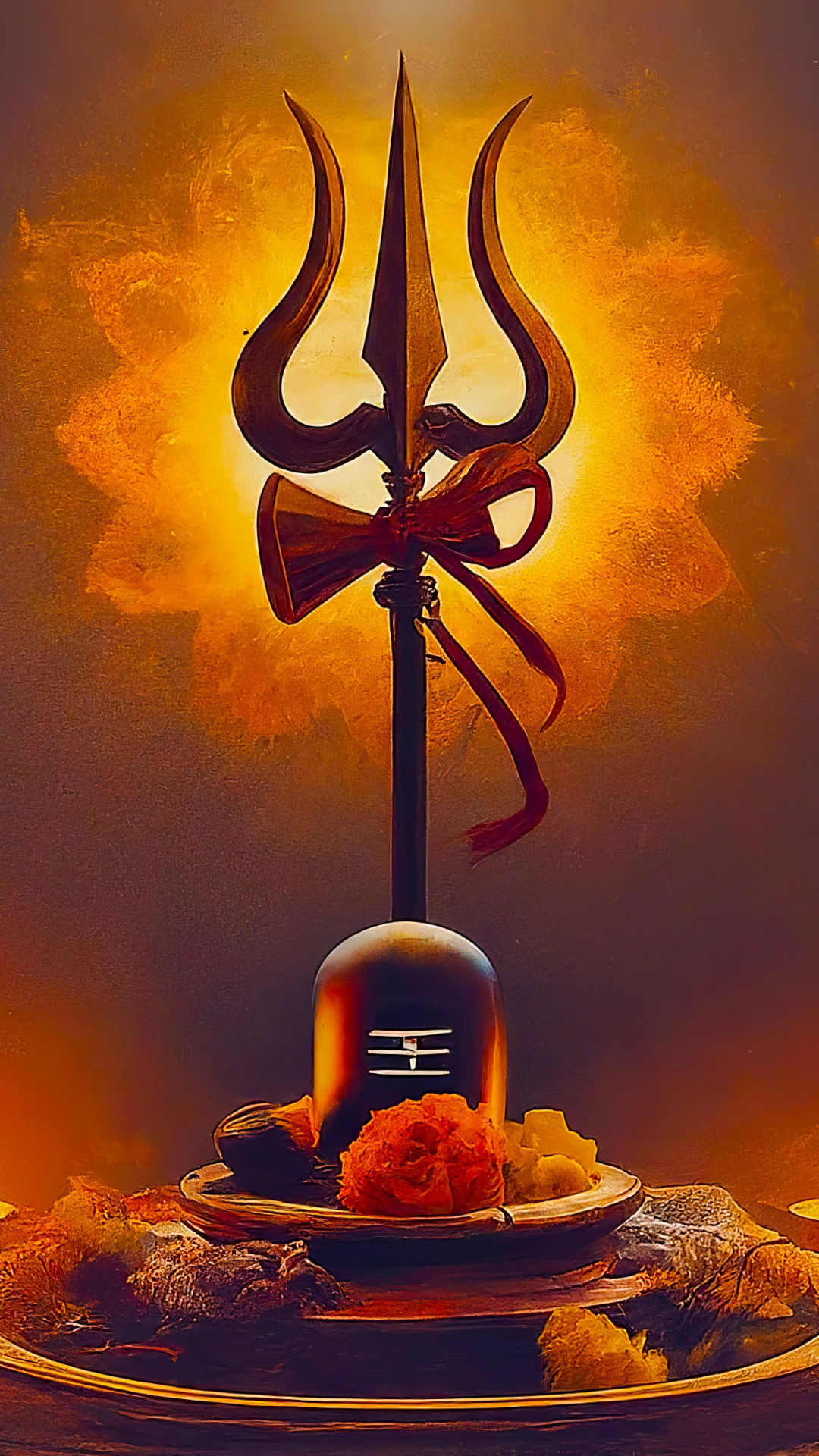 Shiva Trishul and Lingam devotional image