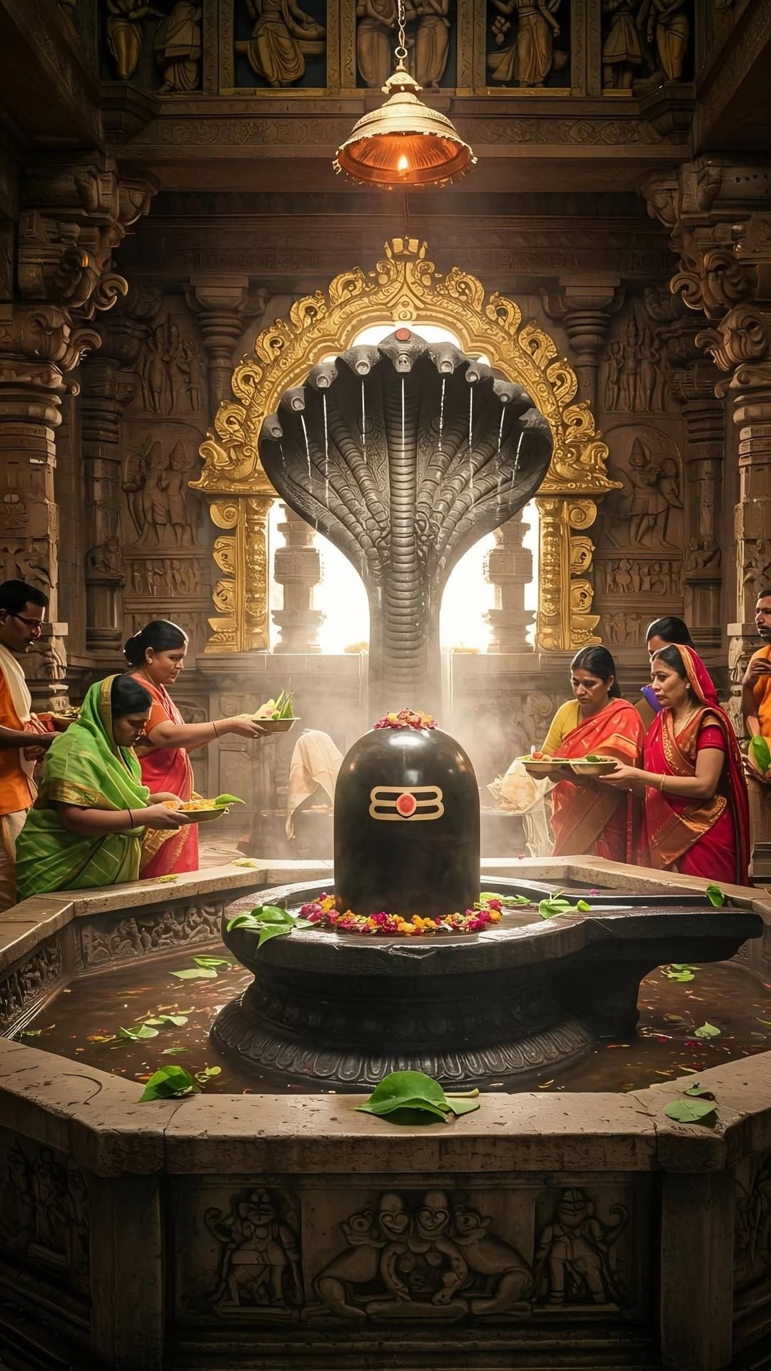 Shiva Linga with Naga, temple worship