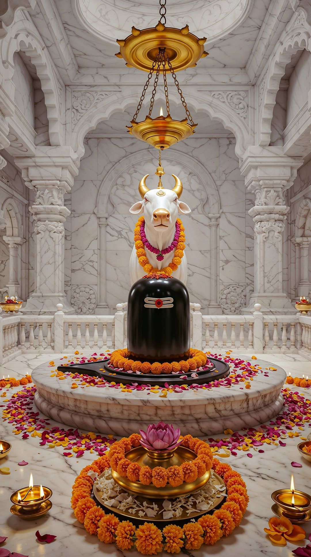 Shiva Shivling with Nandi in temple