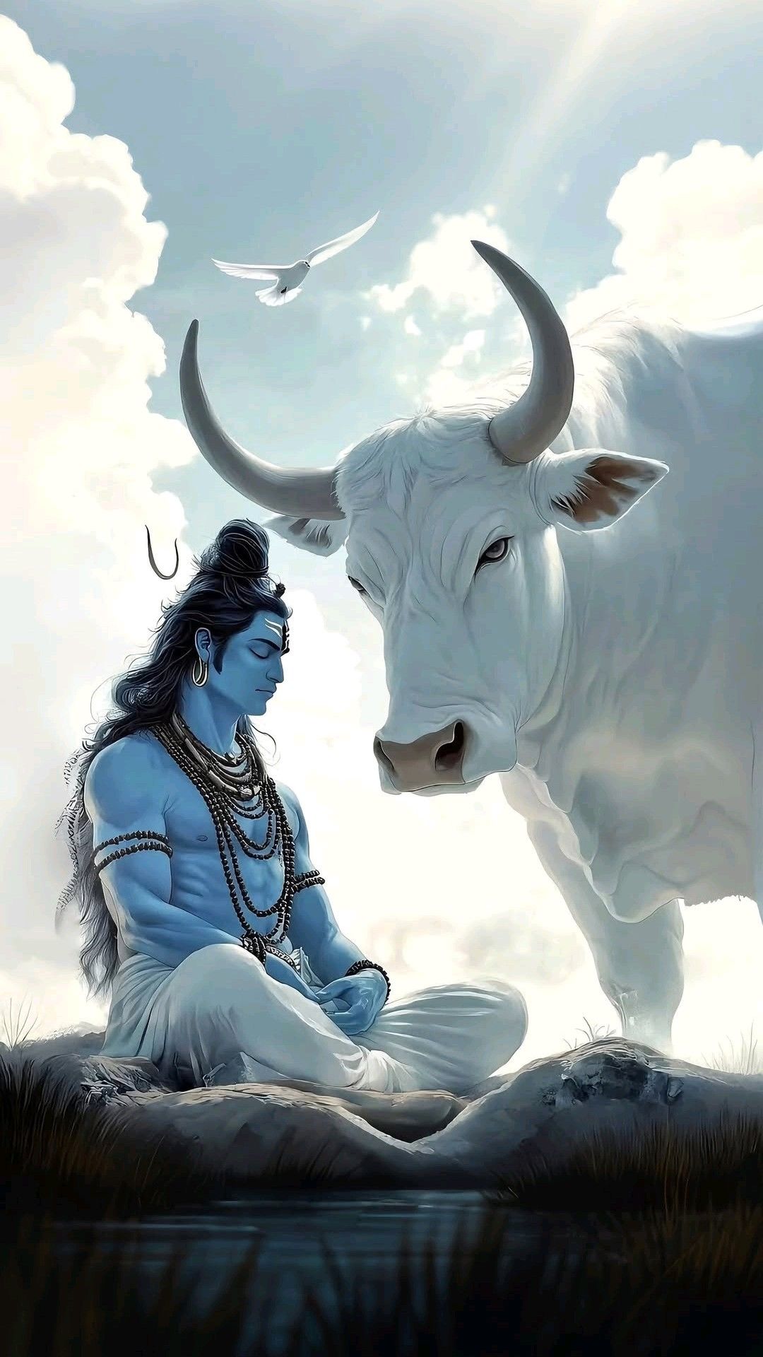 Shiva and Nandi in peaceful meditation.