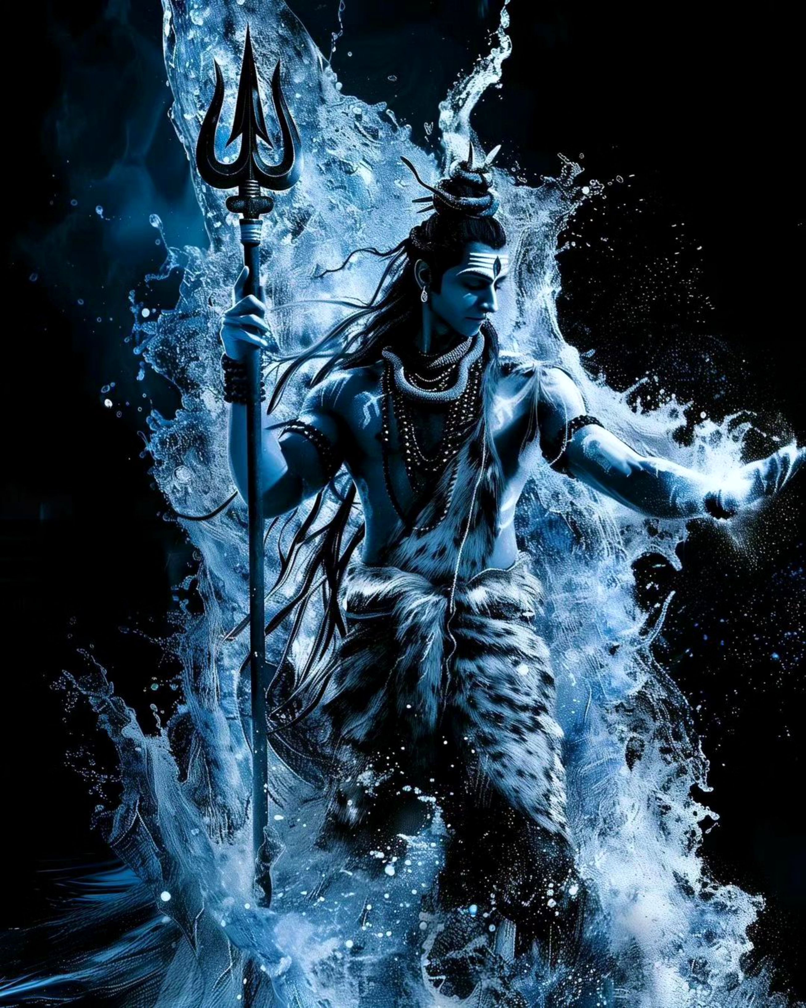 Shiva emerging from cascading water