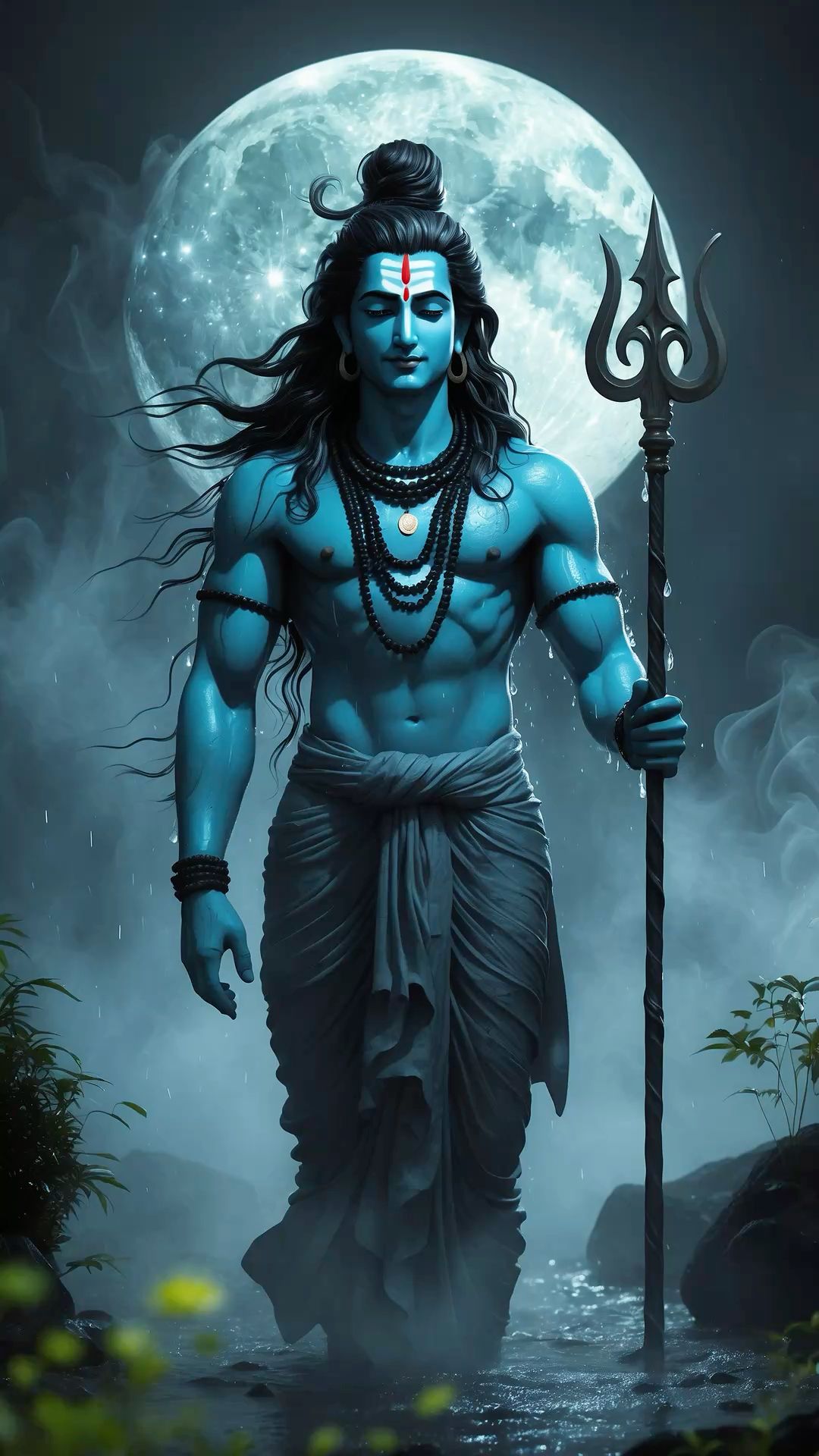 Lord Shiva descends with Trishul