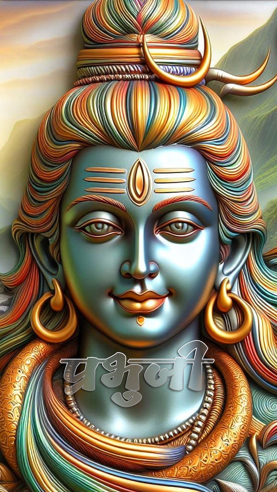 Close-up portrait of Lord Shiva’s face