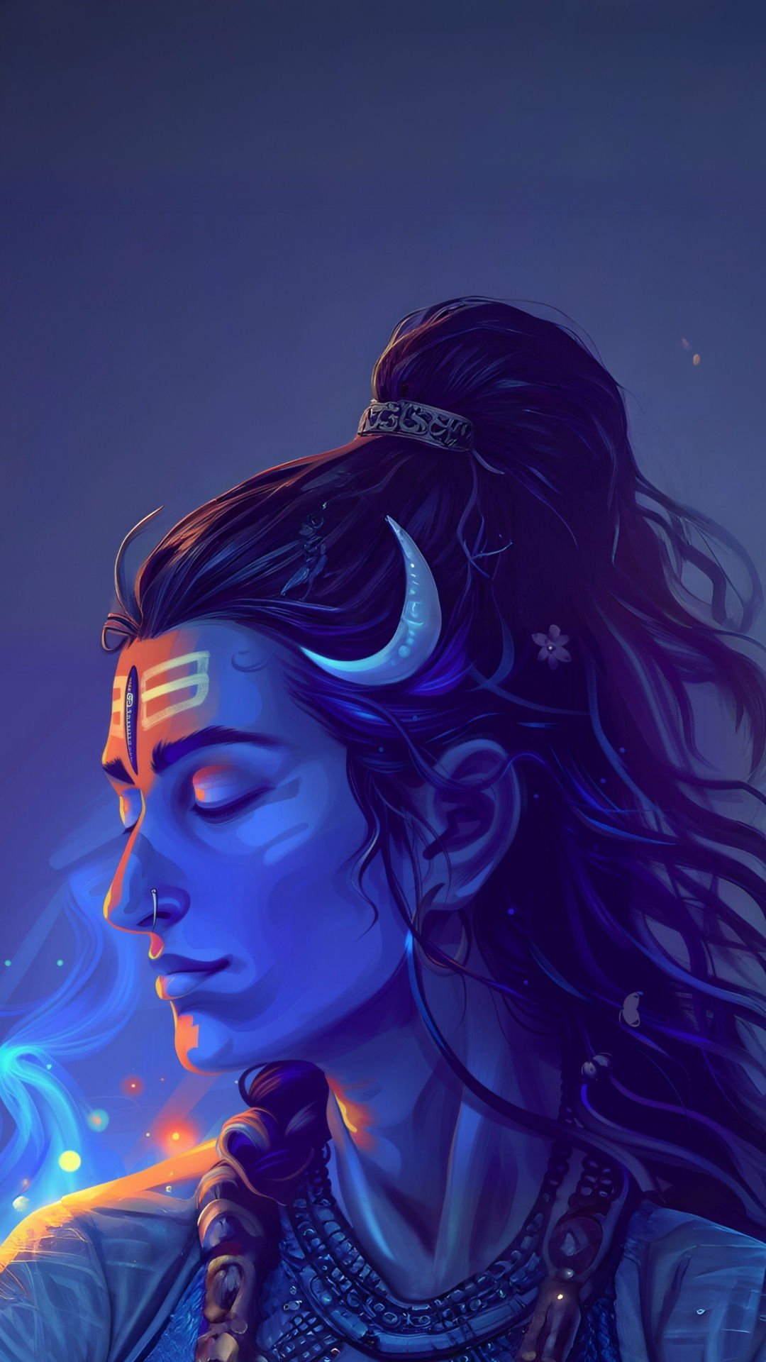Lord Shiva portrait with crescent moon