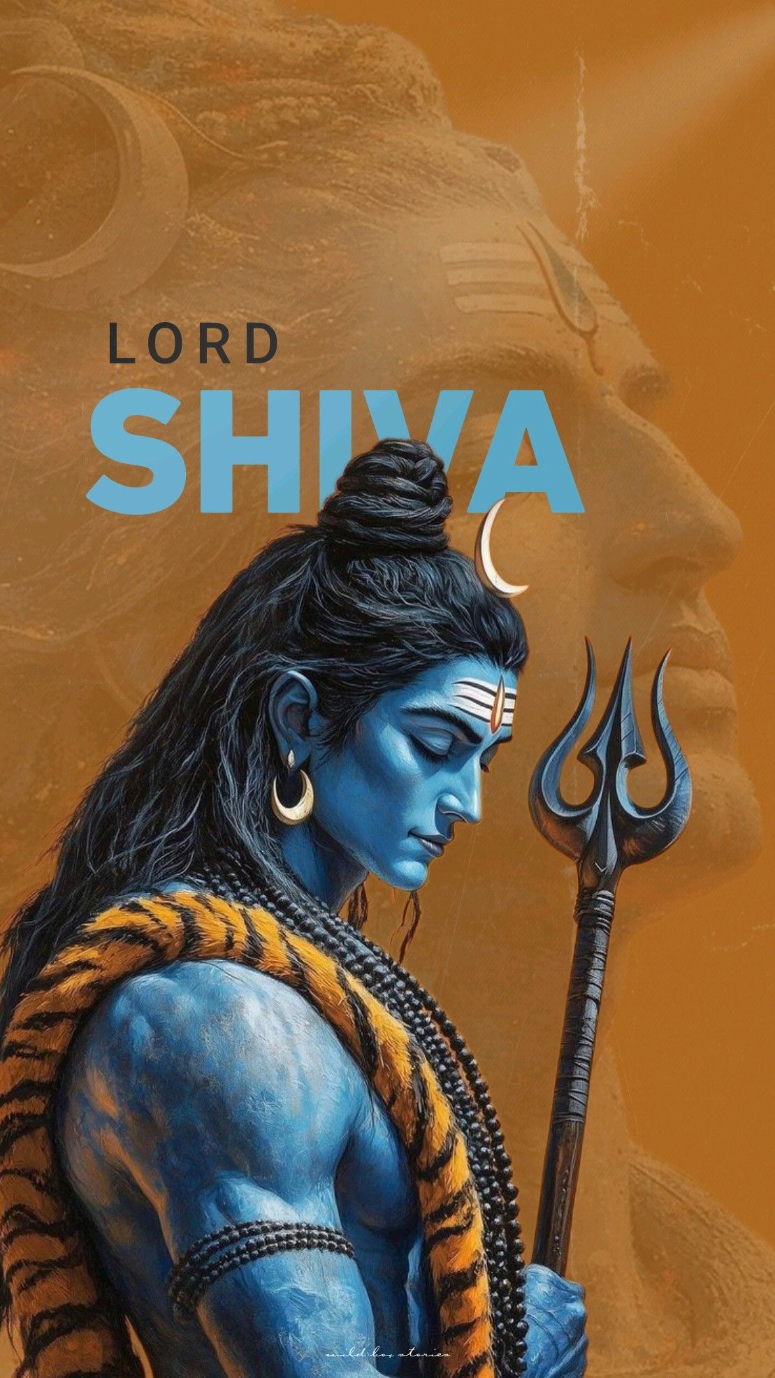 Lord Shiva with trident and serpent