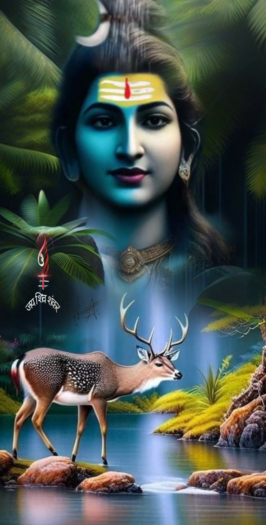 Lord shiva in serene forest setting