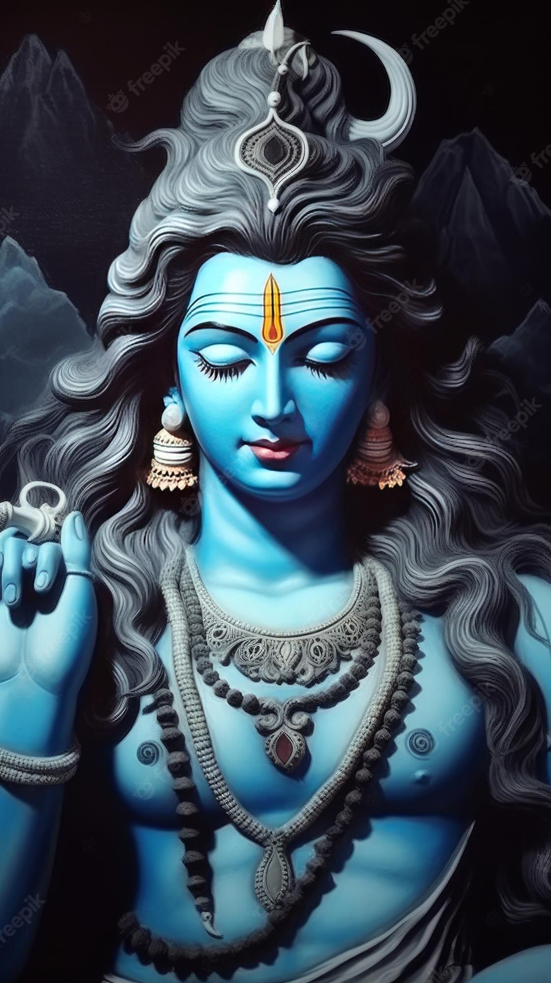 Serene portrait of Lord Shiva meditating