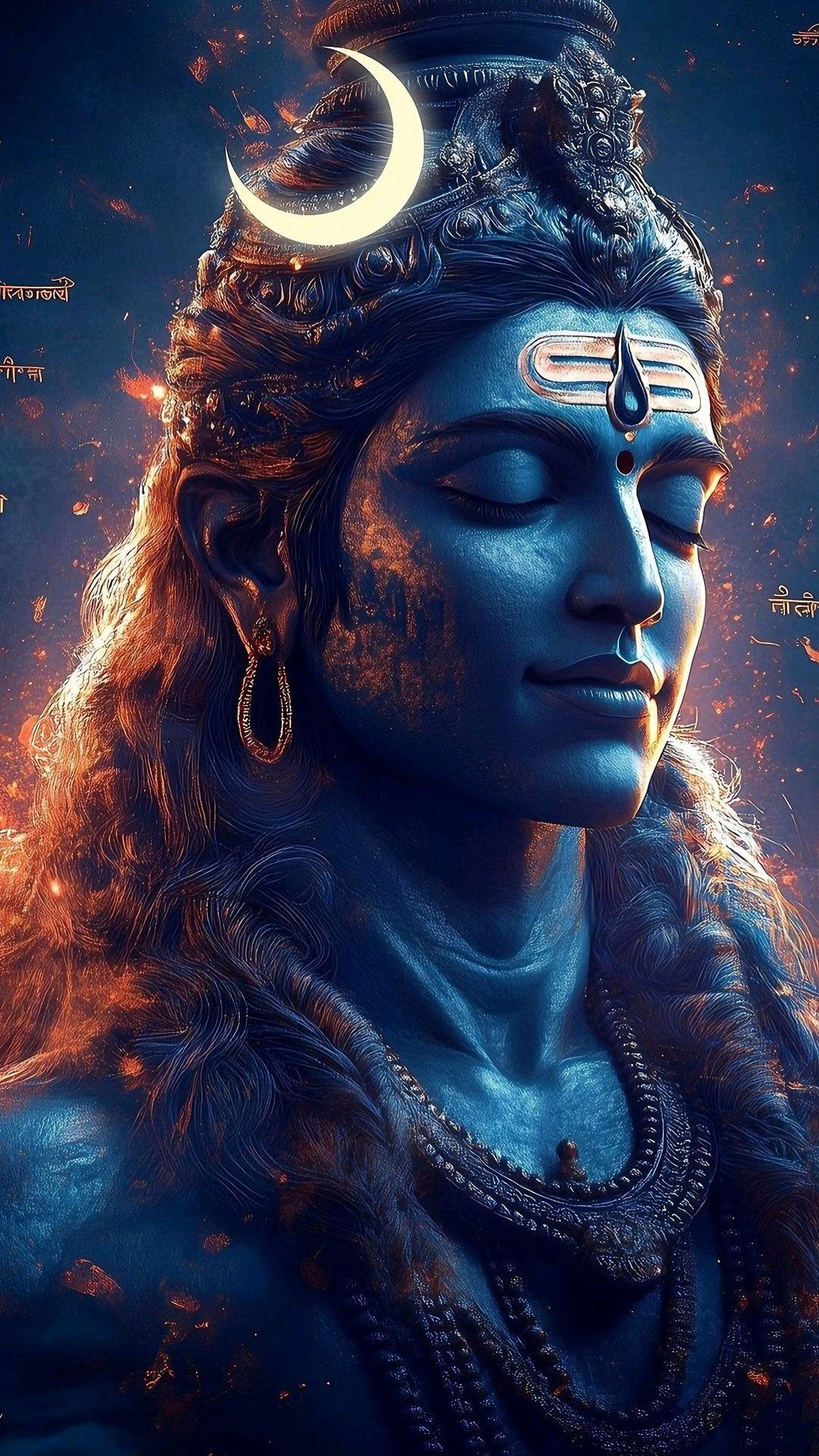 Meditating Shiva with crescent moon adornment