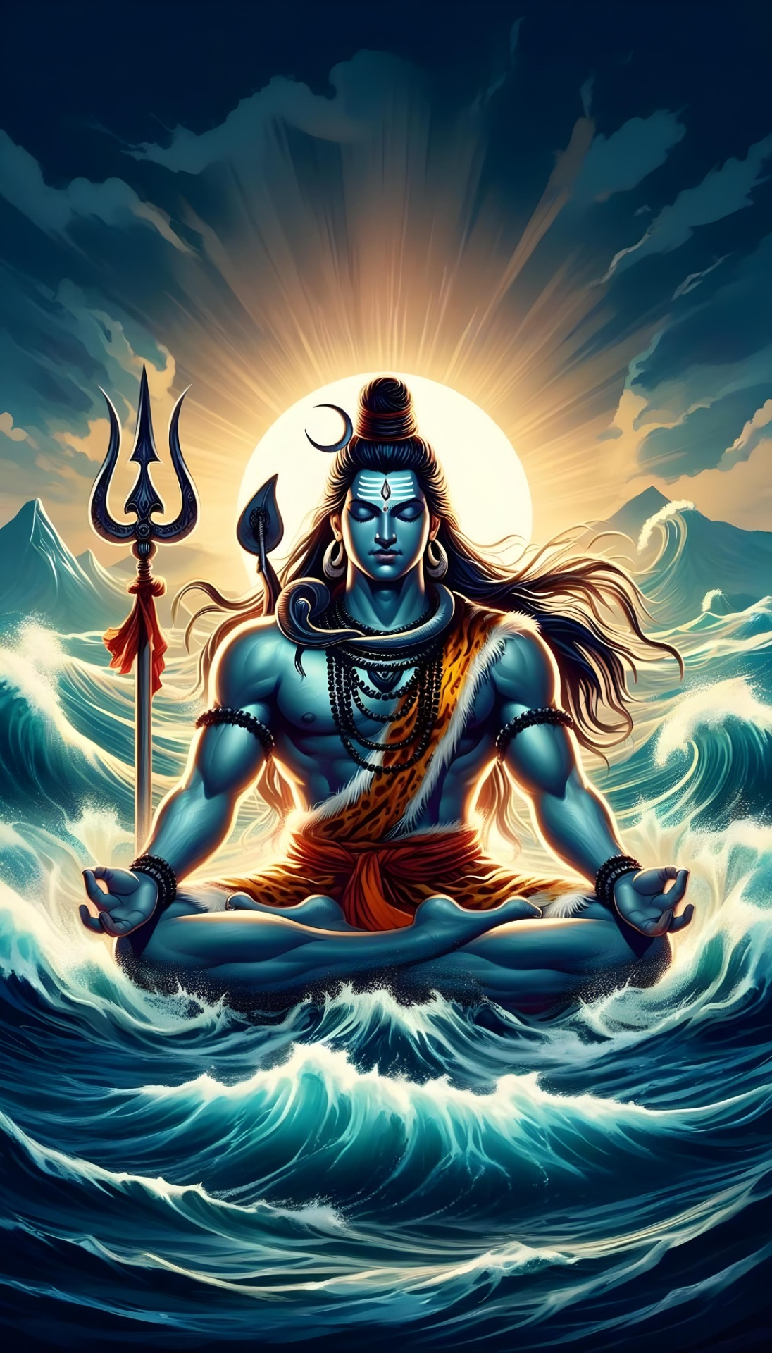 Shiva meditating in lotus position