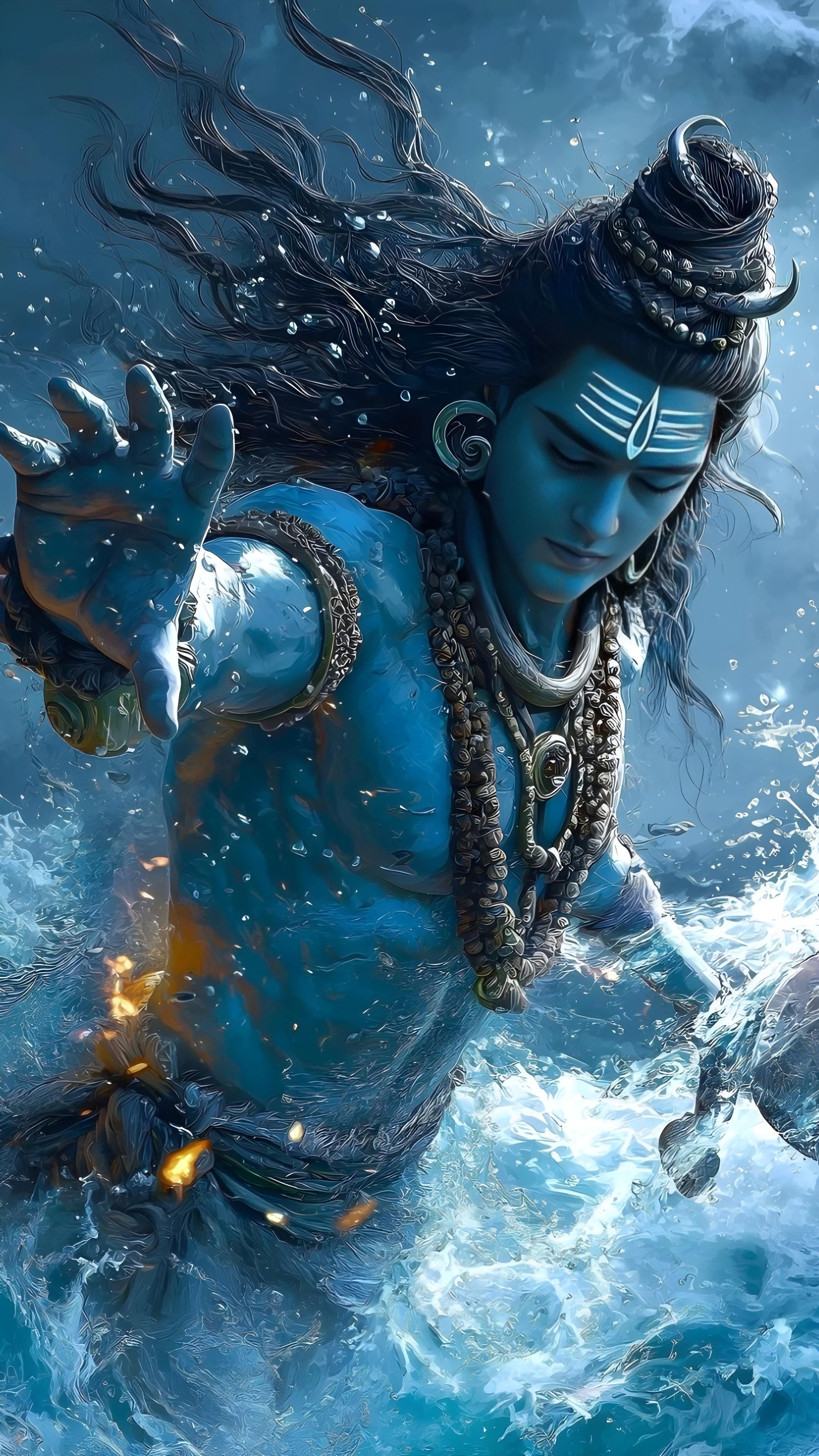 Shiva emerging from the cosmic ocean