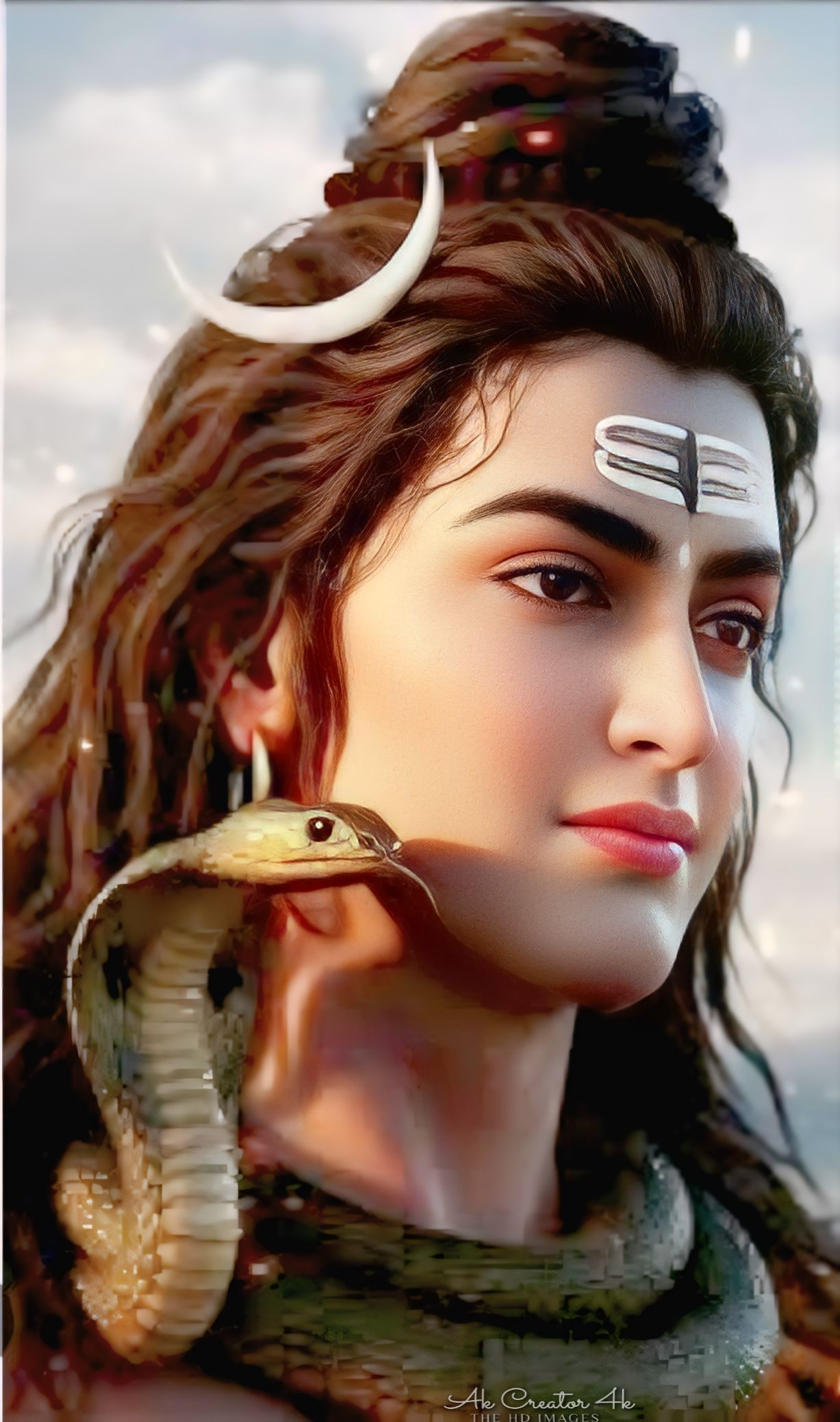 Shiva with serpent and crescent moon