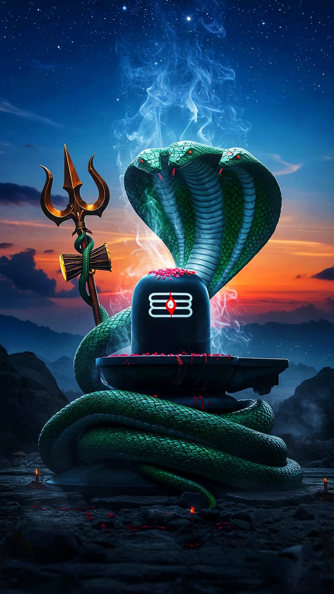 Lord Shiva with serpent and Trishul