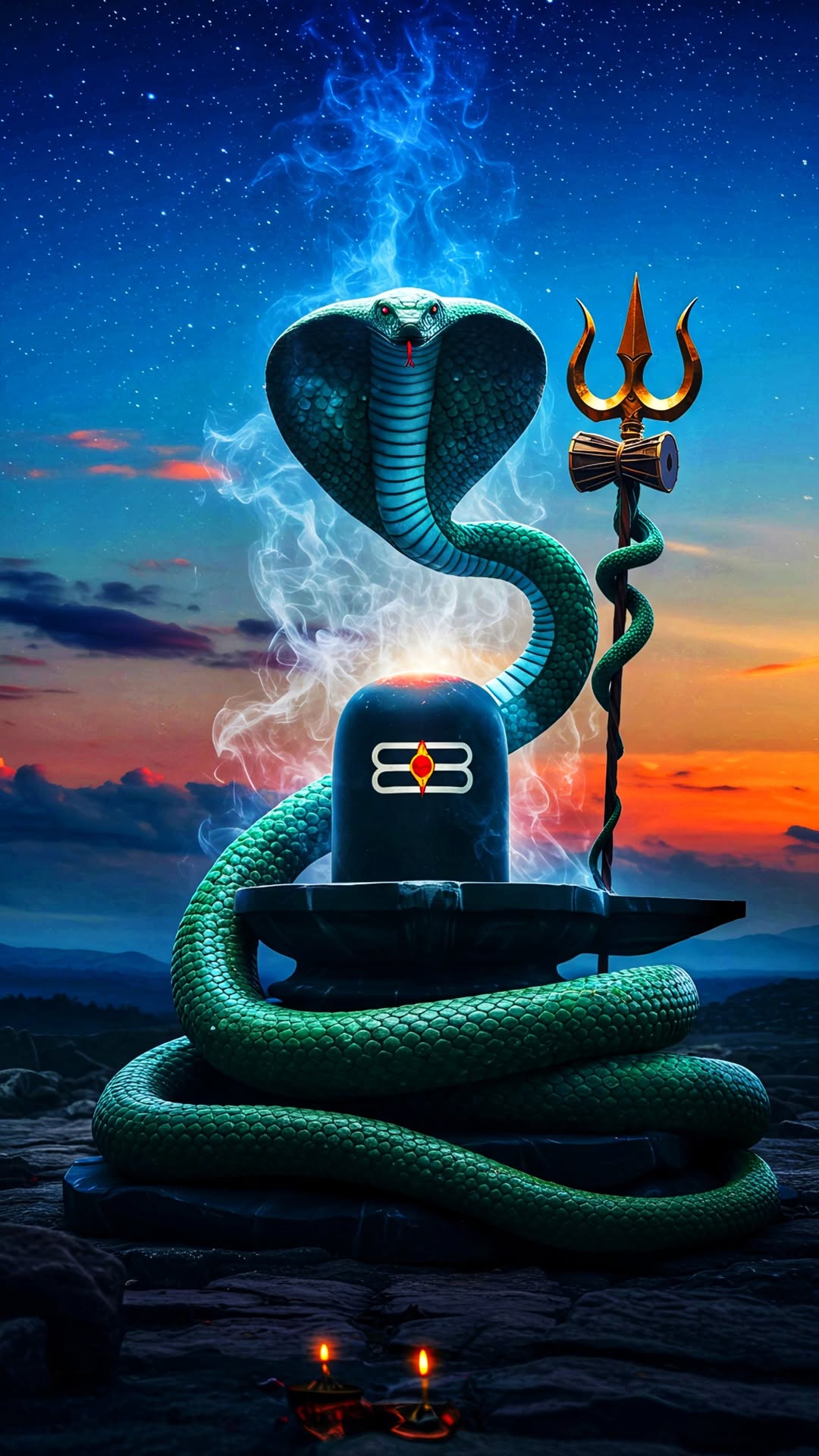 Shiva Linga with Serpent and Trishul