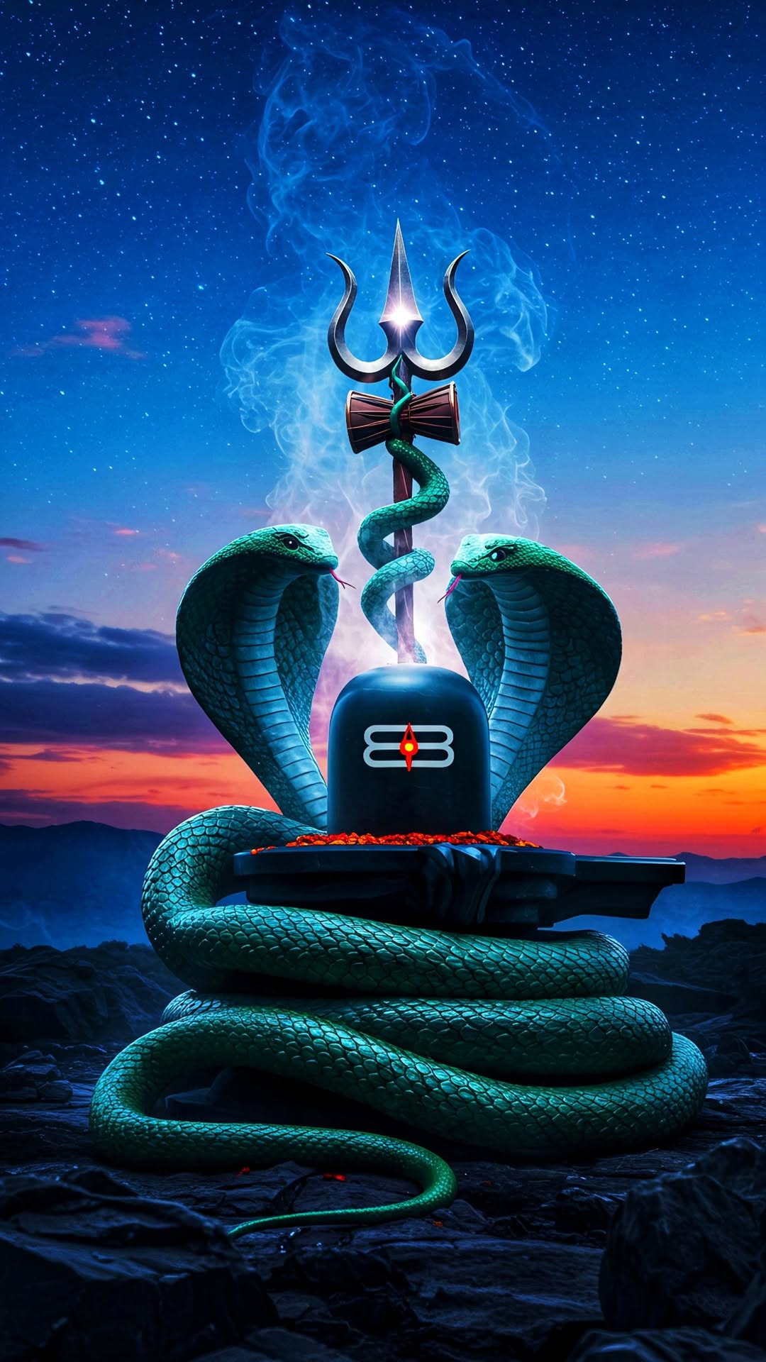 Shiva with Trishul and serpents wallpaper