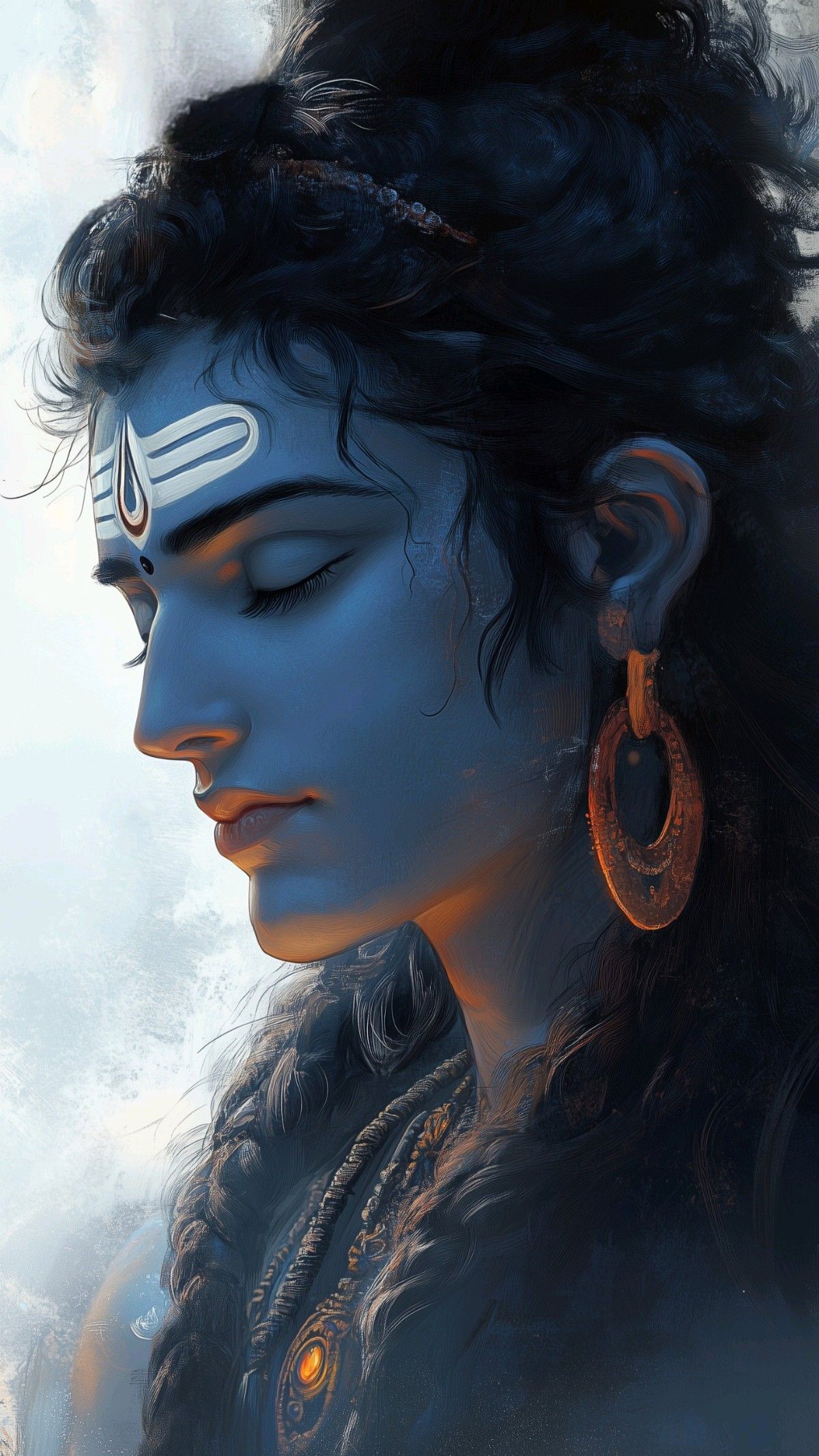 Lord Shiva serene portrait blue skin