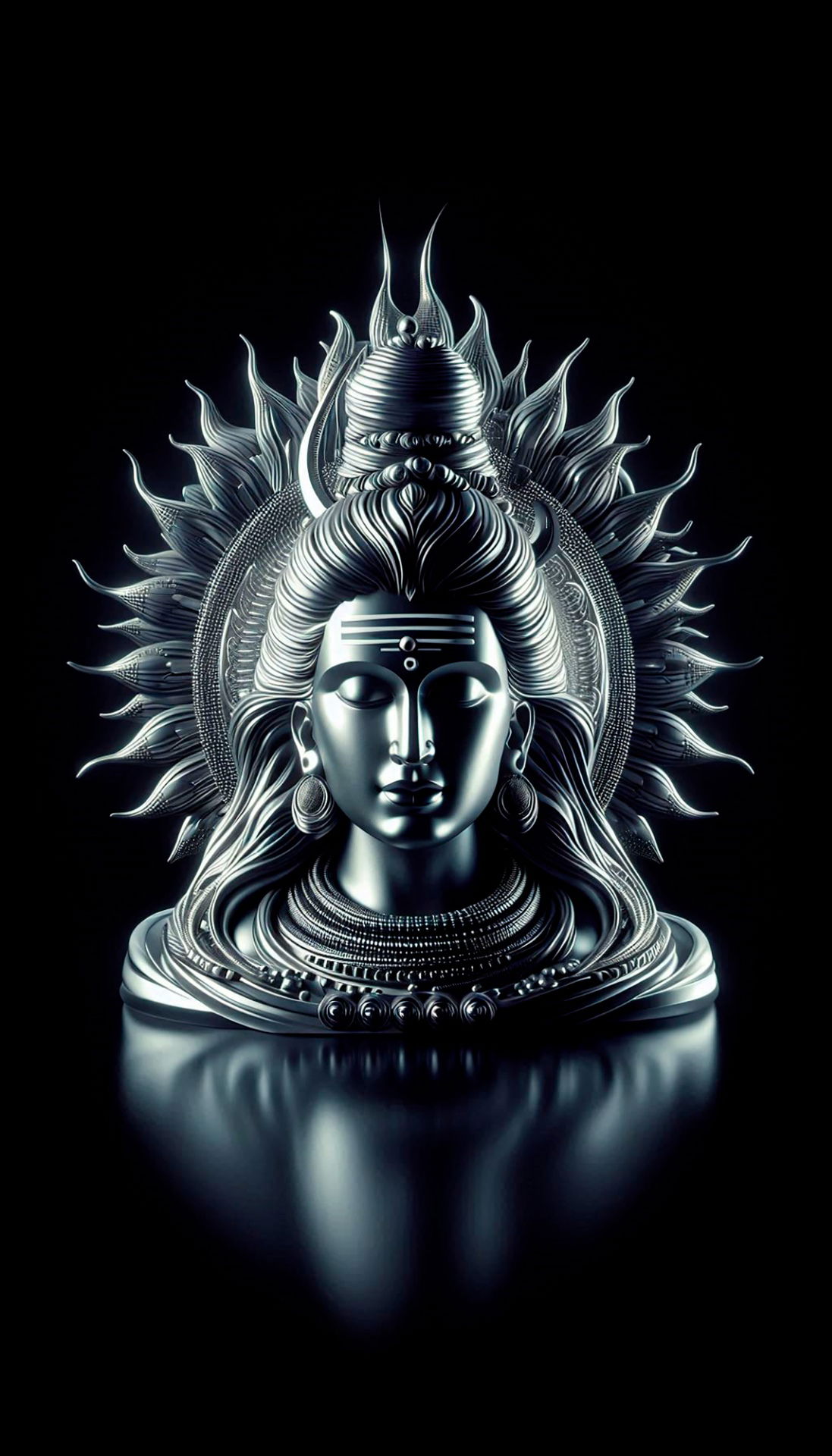 Meditating Shiva with silver details