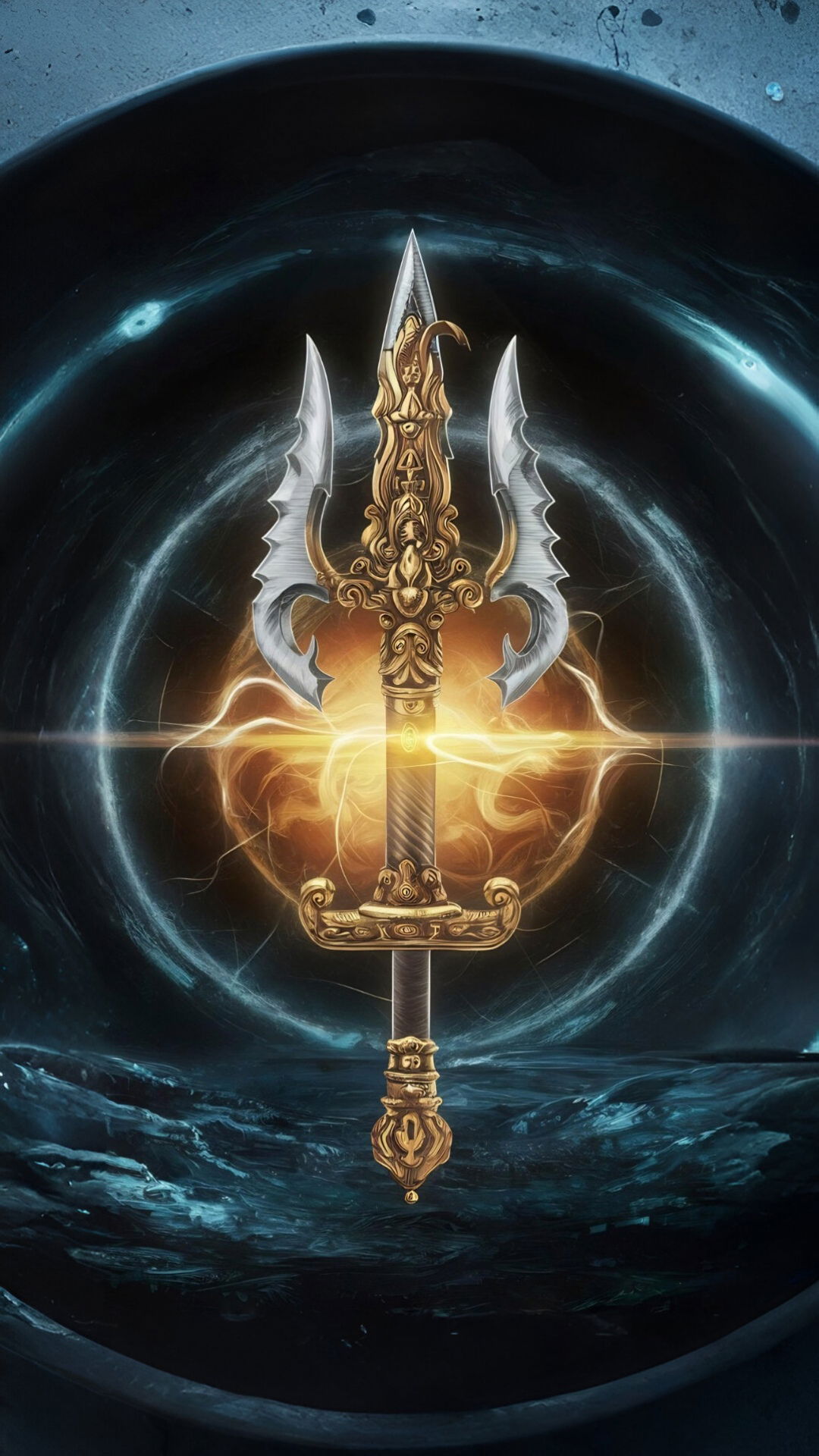 Shiva’s Trishul amidst cosmic energy