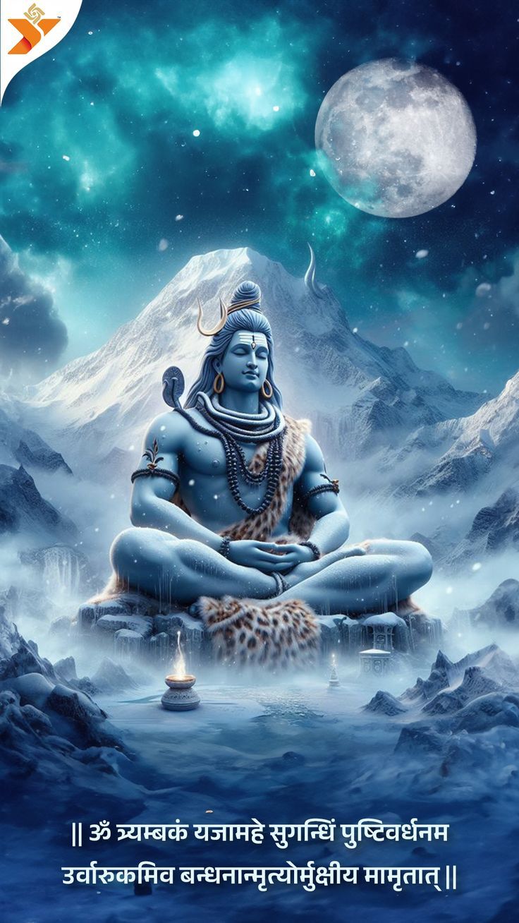Lord Shiva meditating in the Himalayas
