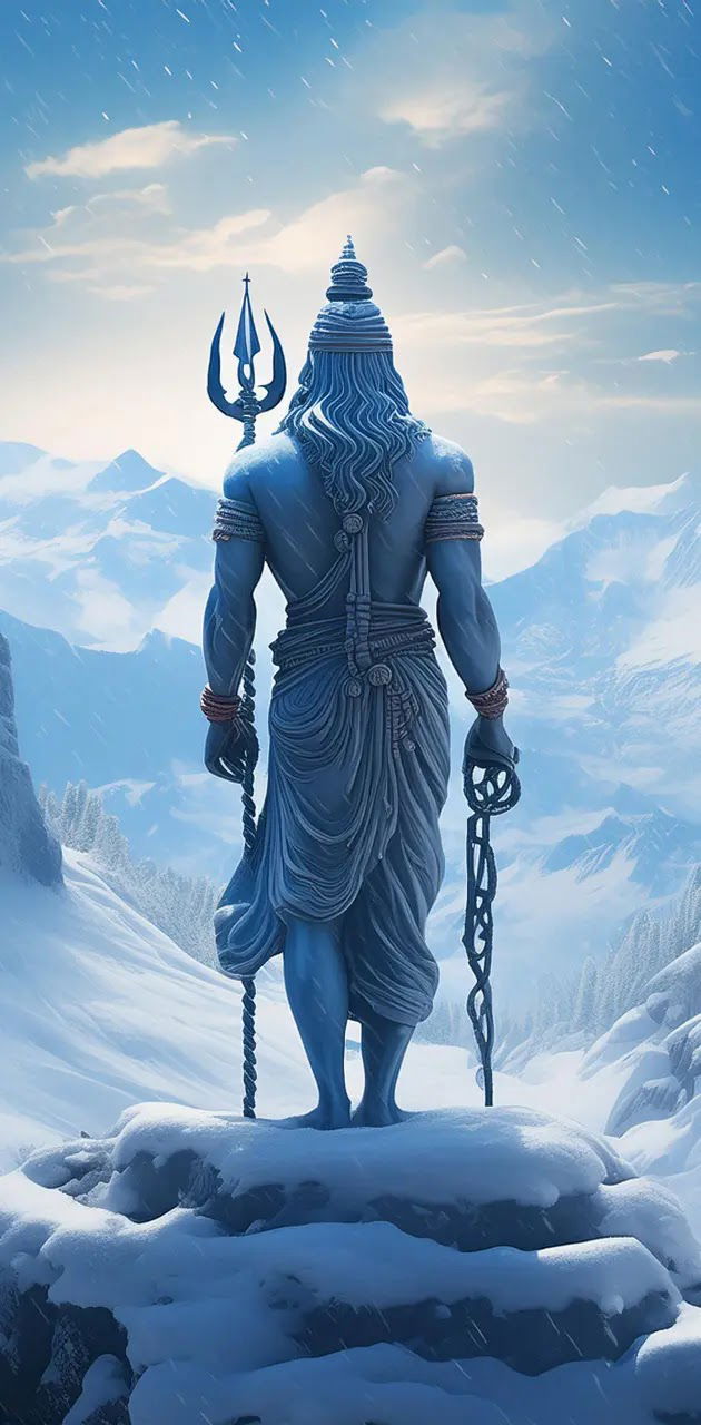 Lord Shiva meditating in the Himalayas