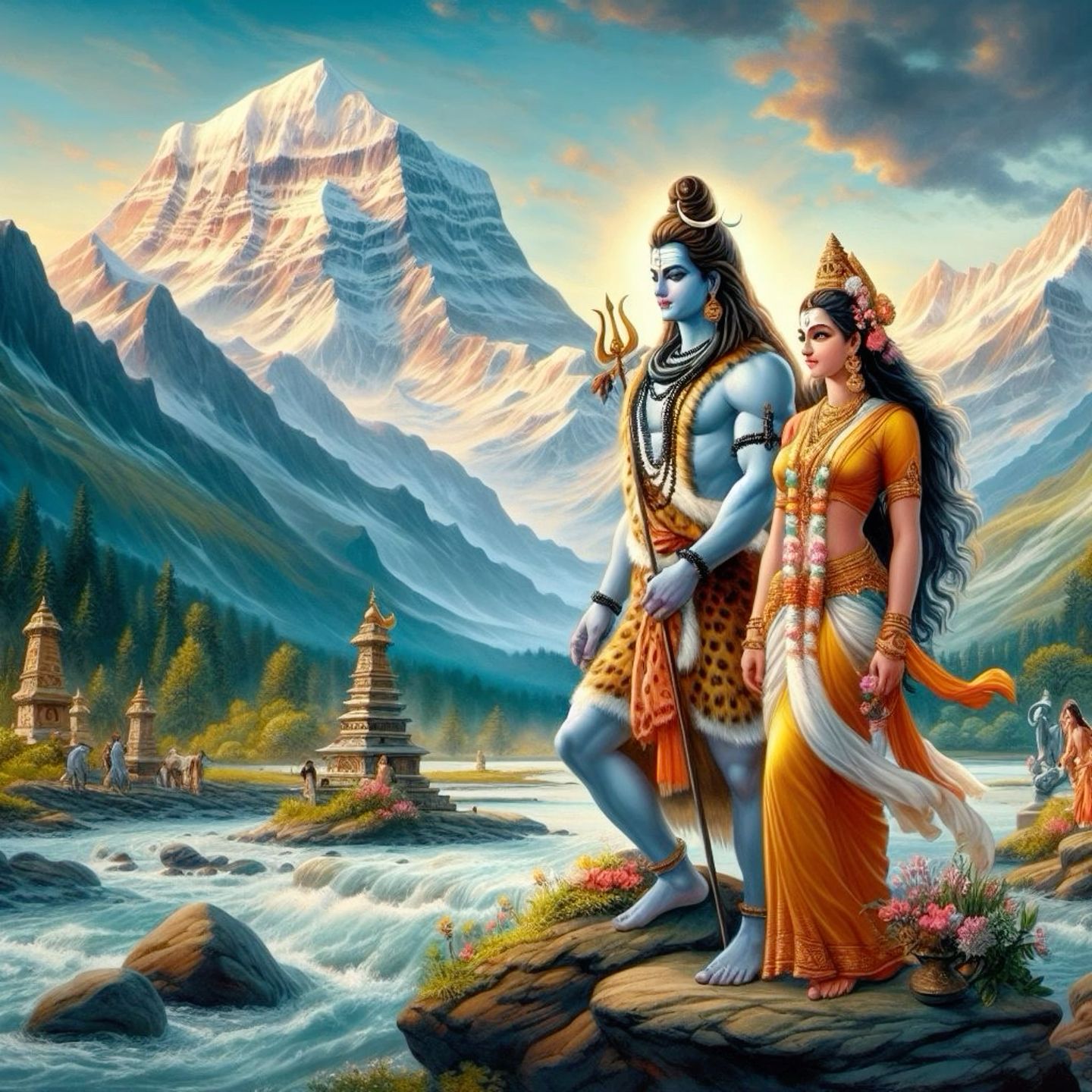 Shiva and Parvati in the Himalayas