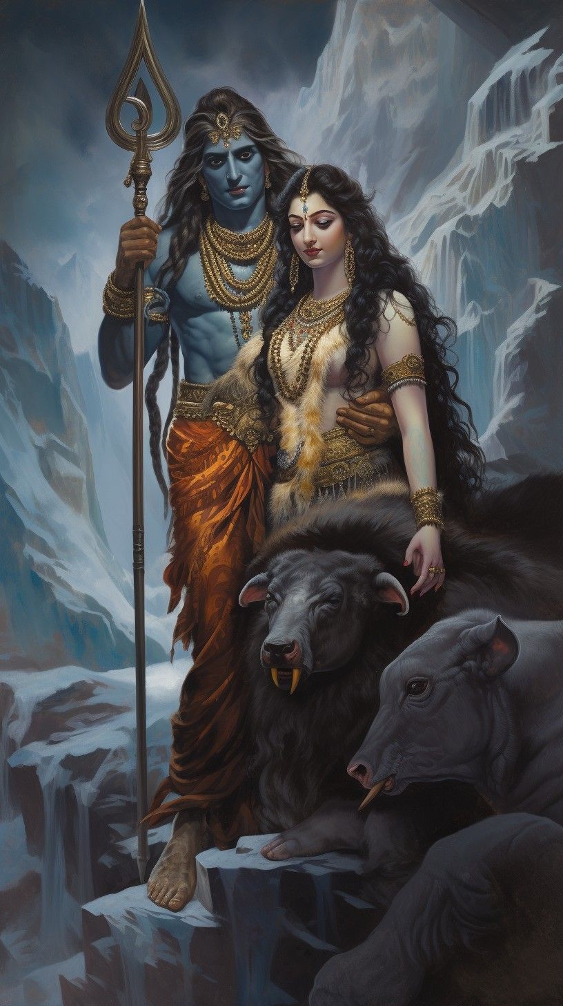 Shiva and Parvati in the Himalayas