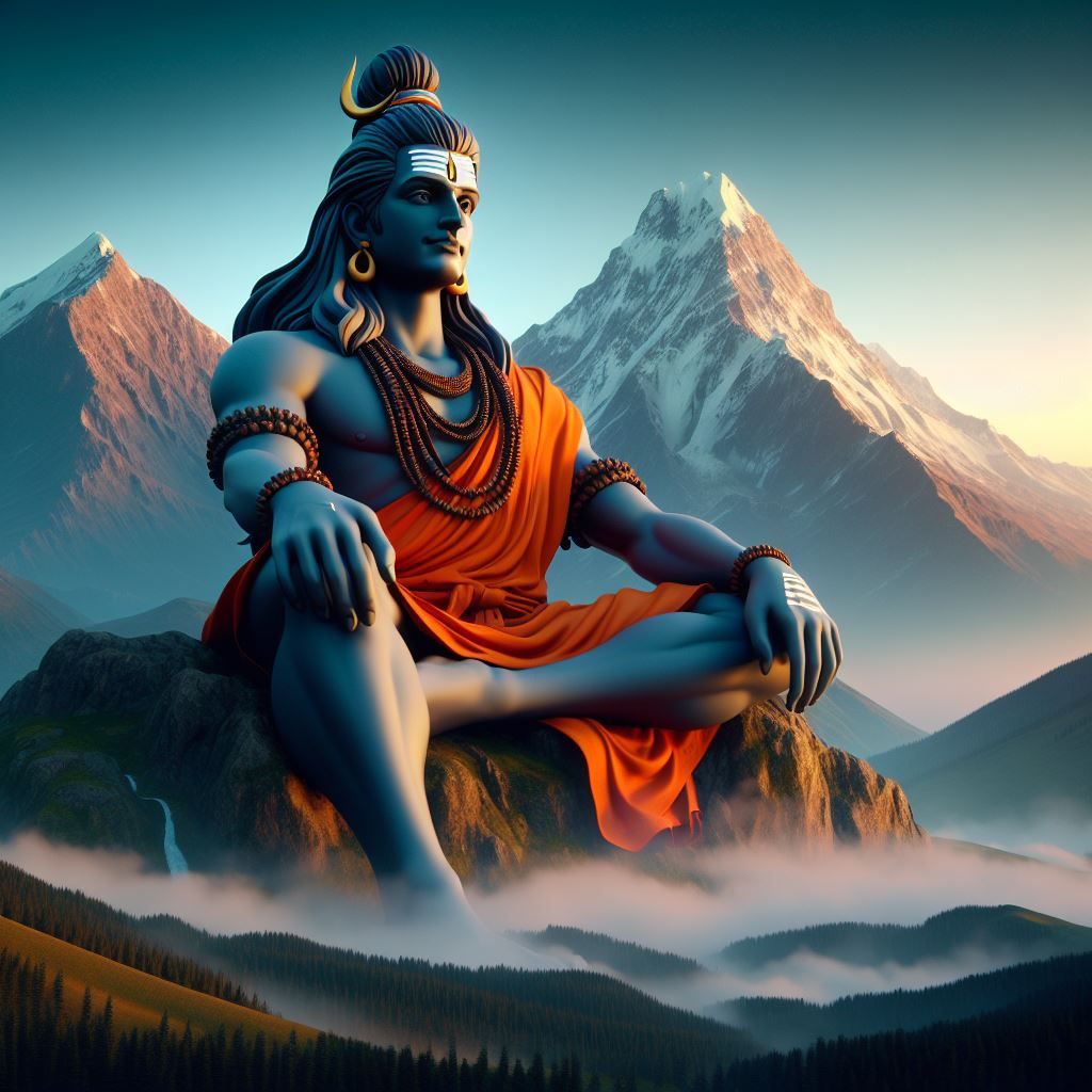 Shiva meditating in the Himalayas