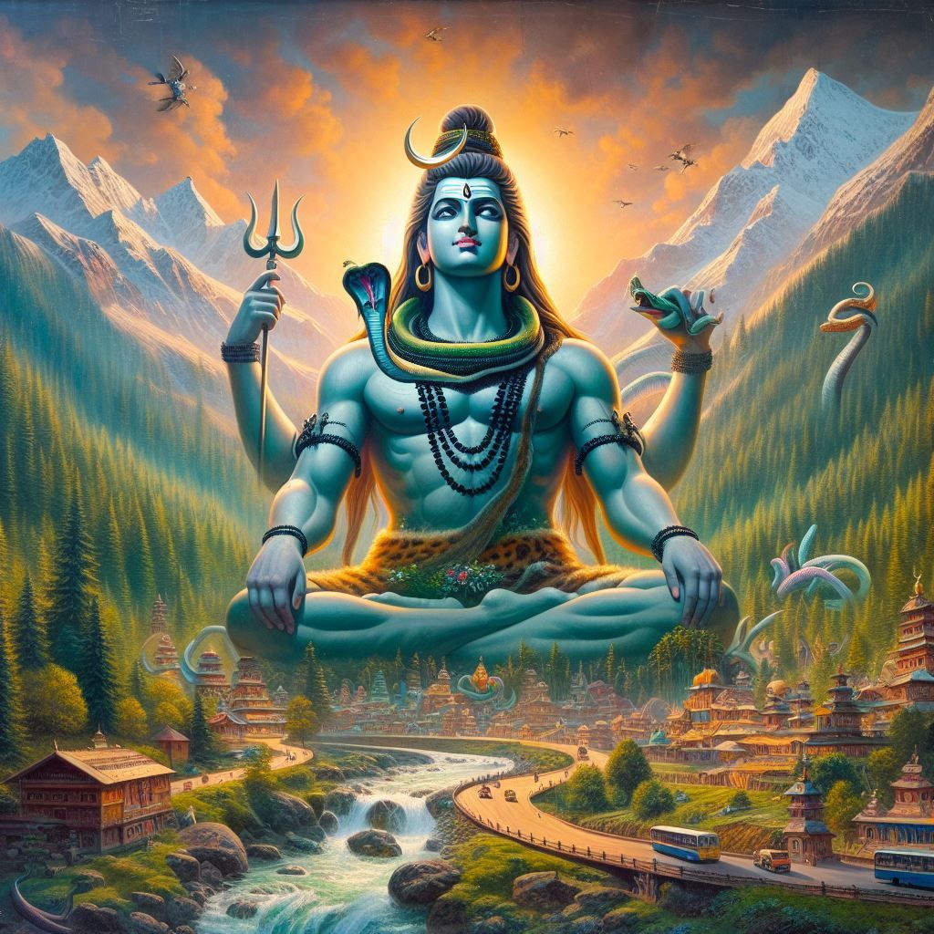 Shiva meditating in the Himalayas