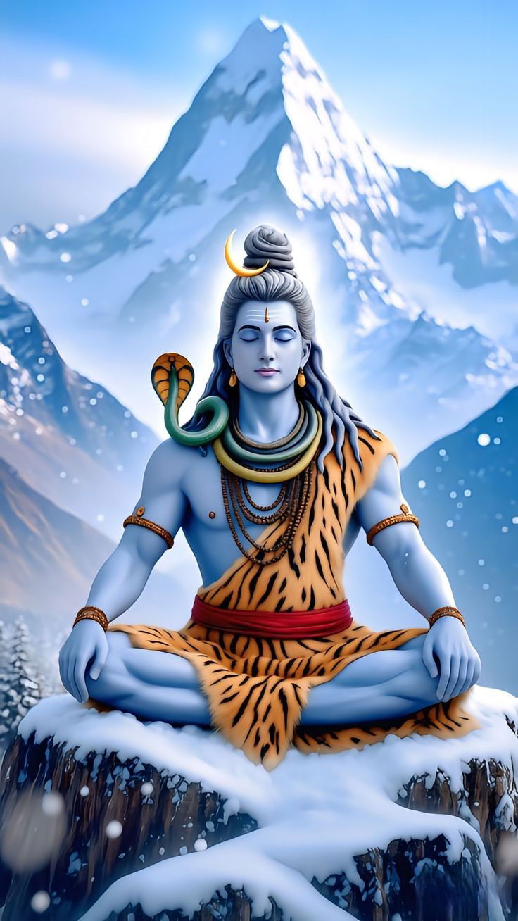 Shiva meditating in the Himalayas