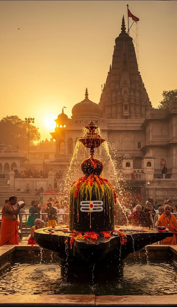 Shiva lingam at Kashi Vishwanath temple.