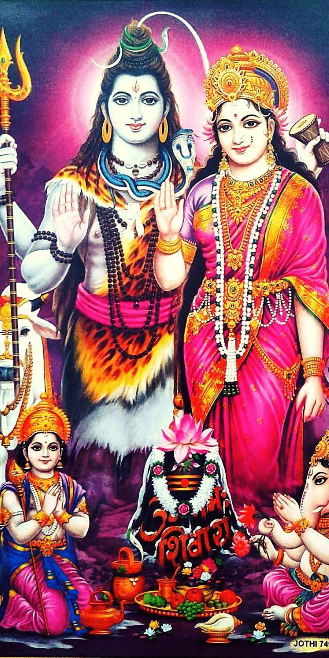 Shiva Parvati family divine painting