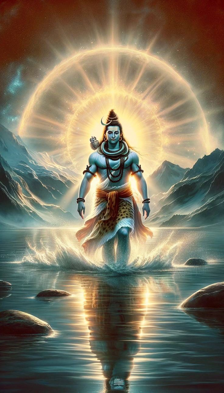 Shiva emerging from cosmic waters