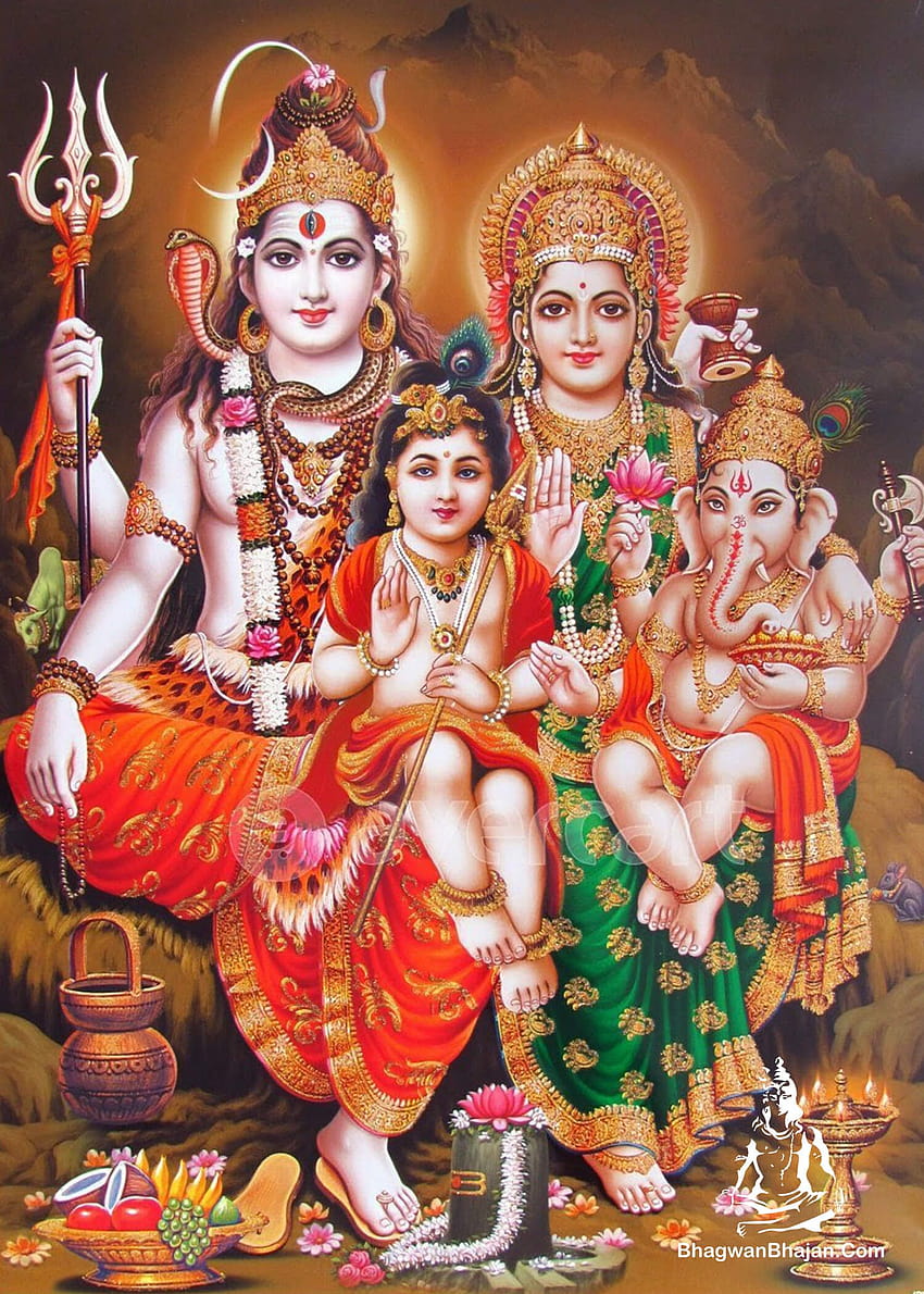 Shiva Parvati family divine portrait