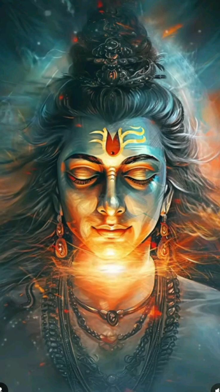 Serene Shiva portrait with third eye.