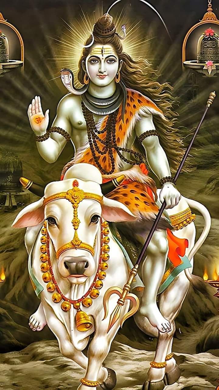 Shiva riding Nandi the bull.