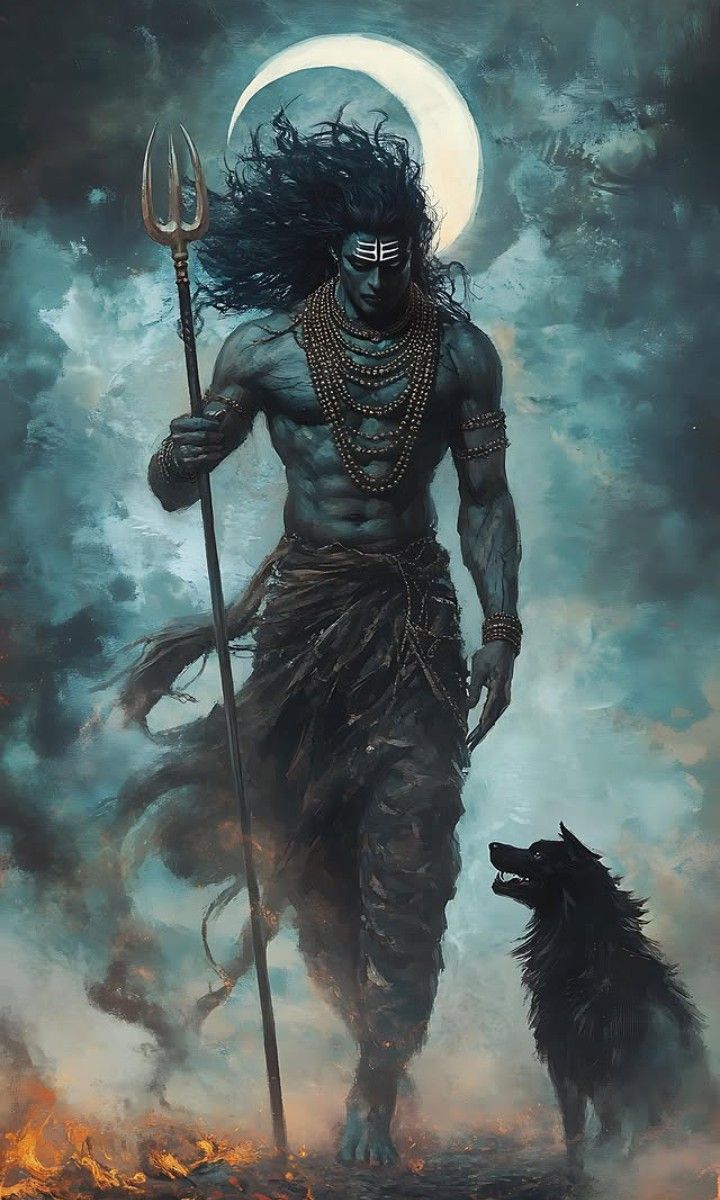 Powerful Shiva with Trishul and Vahana