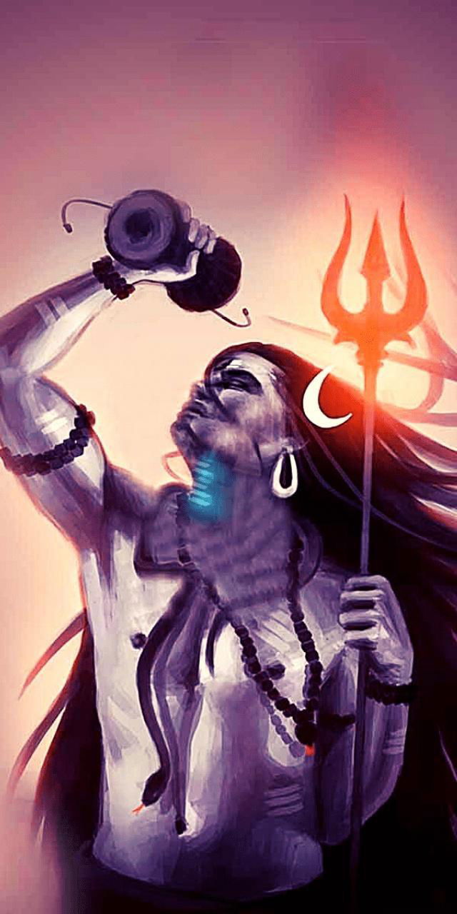 Lord Shiva with Trishul and Damru