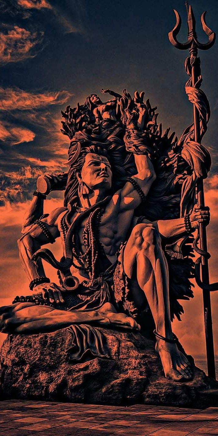 Meditating Shiva with Trishul and Serpent