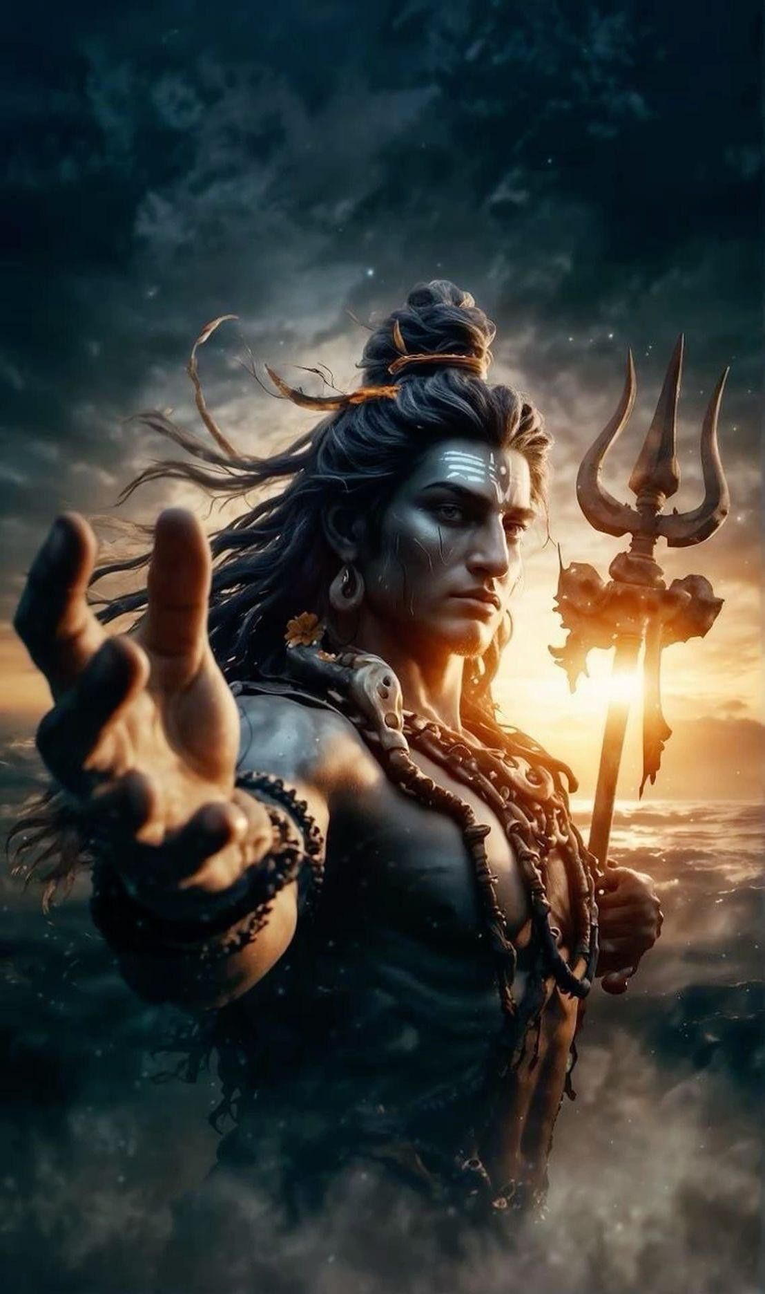 Powerful Shiva portrait with Trishul